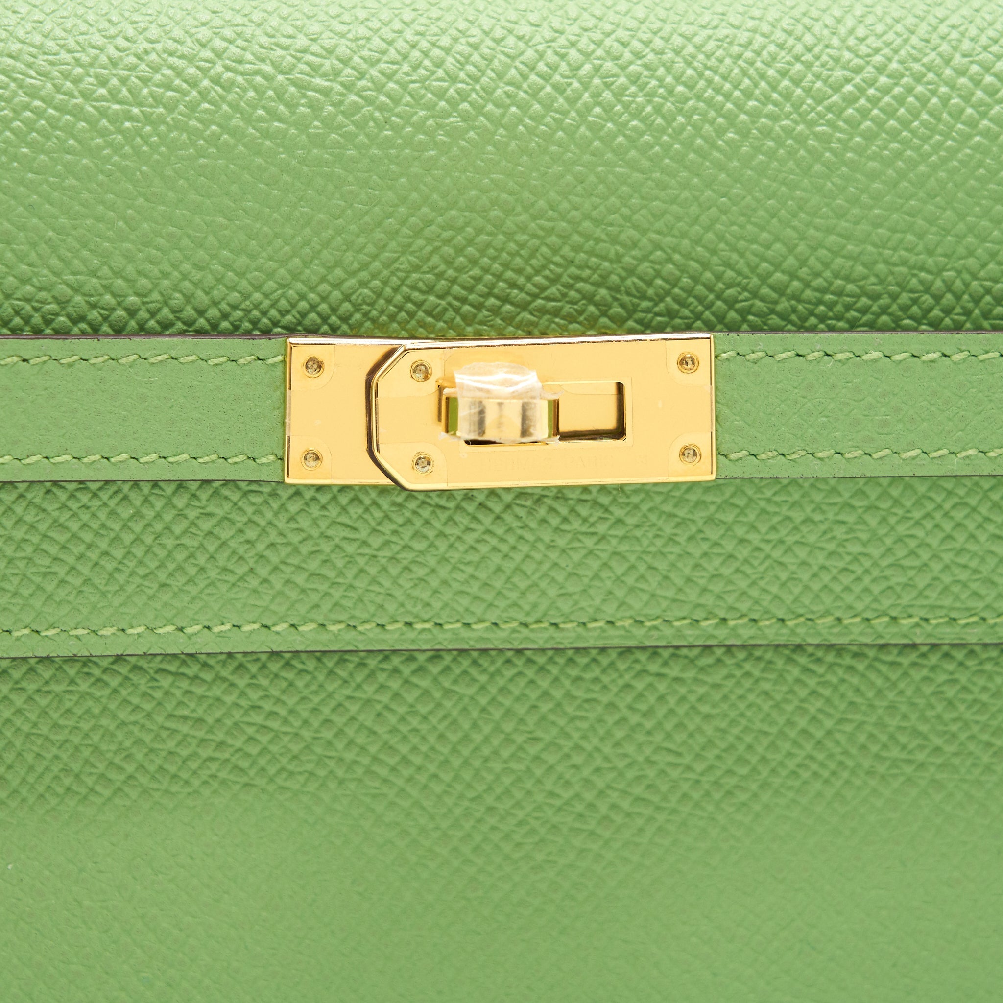 HERMES KELLY TO GO VERSO VERT CRIQUET AND BLUE BRUME GHW