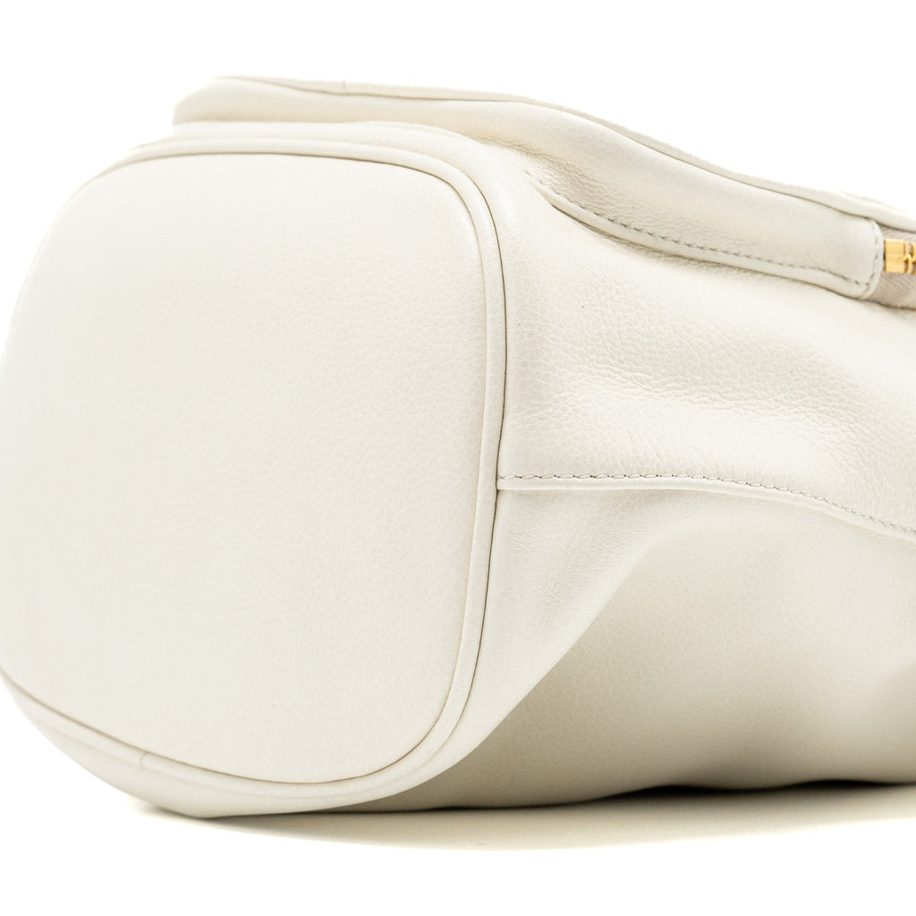 PRADA DRAWSTRING BUCKET BAG CALFSKIN WHITE GHW