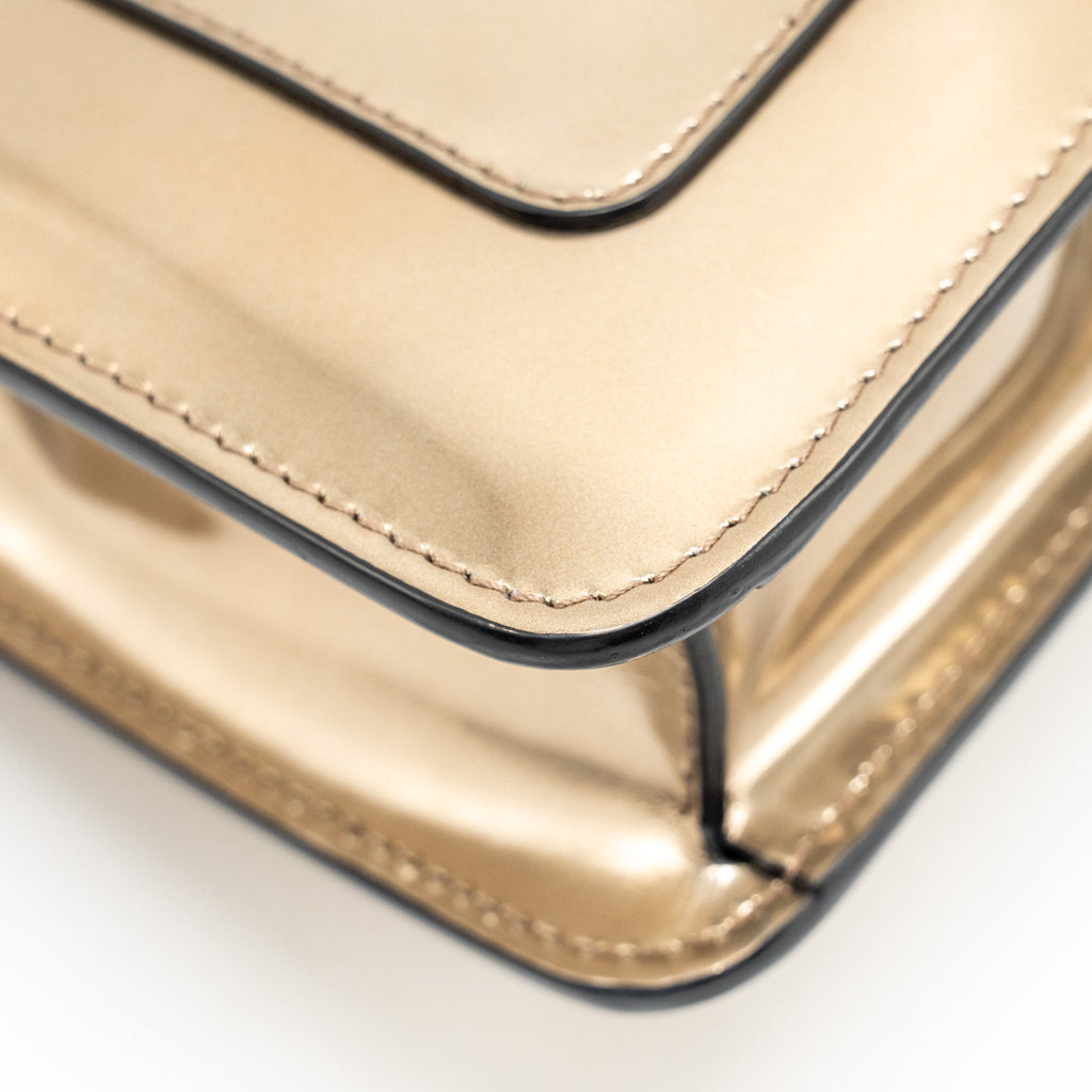 BVLGARI SERPENTI FOREVER SHOULDER BAG PATENT METALLIC GOLD GHW