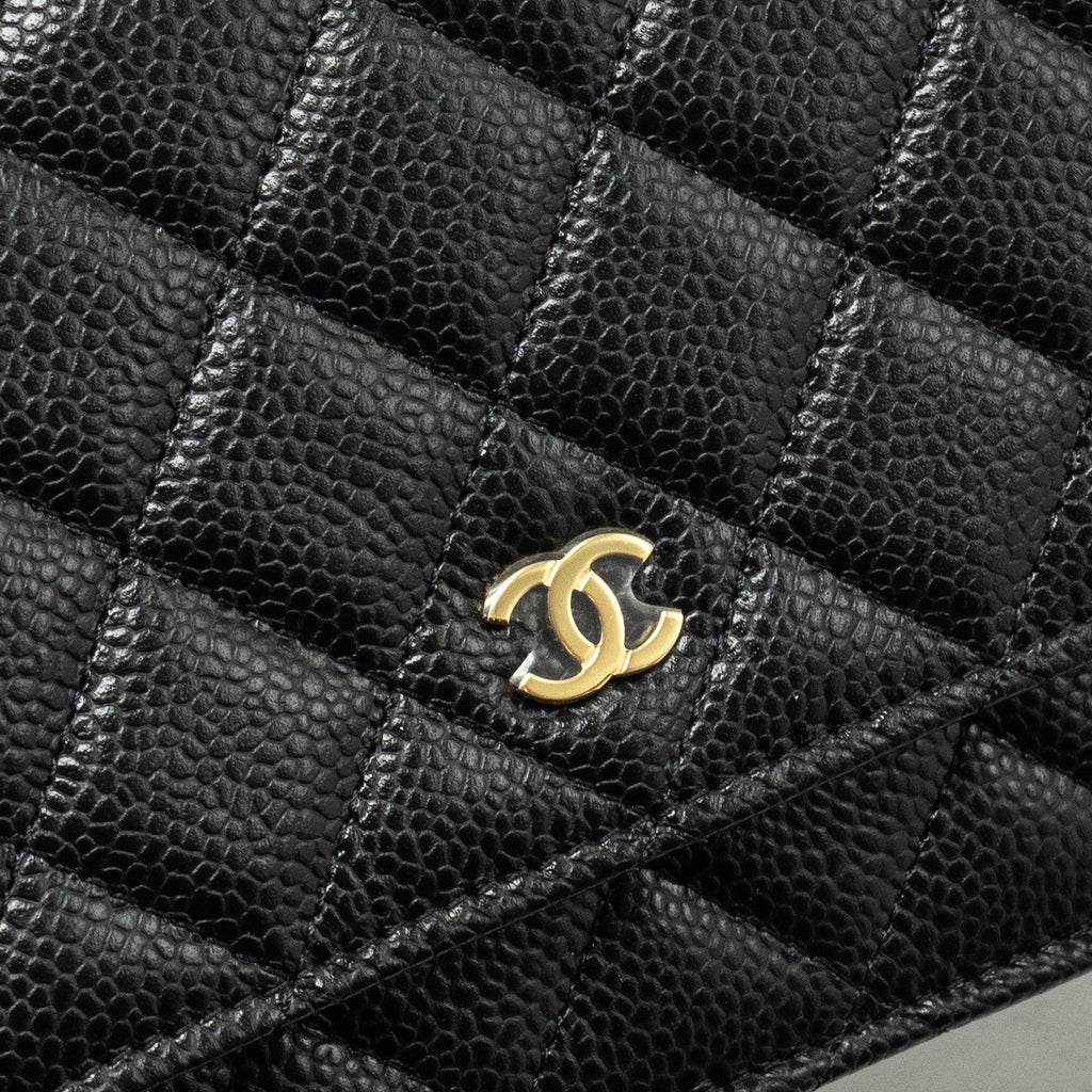 CHANEL CLASSIC WALLET ON CHAIN CAVIAR BLACK GHW (MICROCHIP)