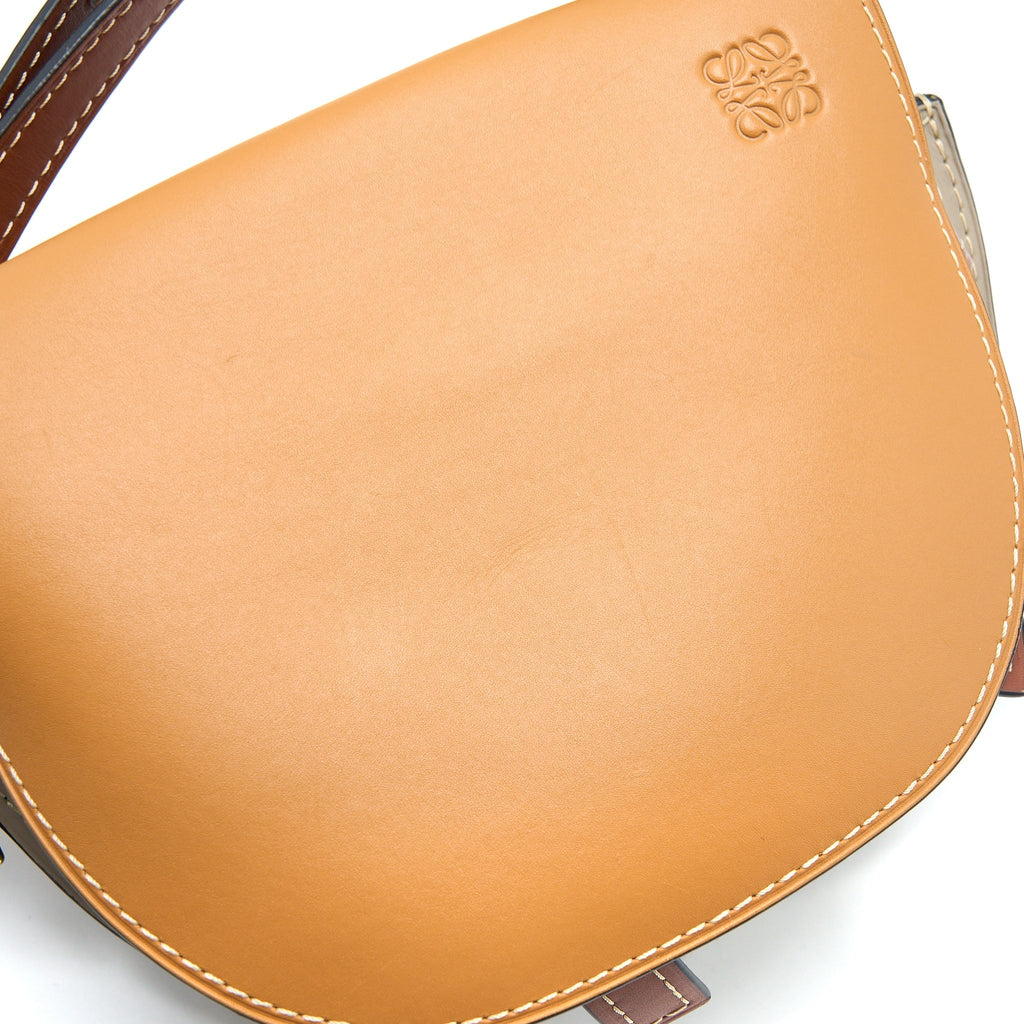 LOEWE GATE BAG SOFT CALFSKIN AMBER/LIGHT GREY/RUST GHW
