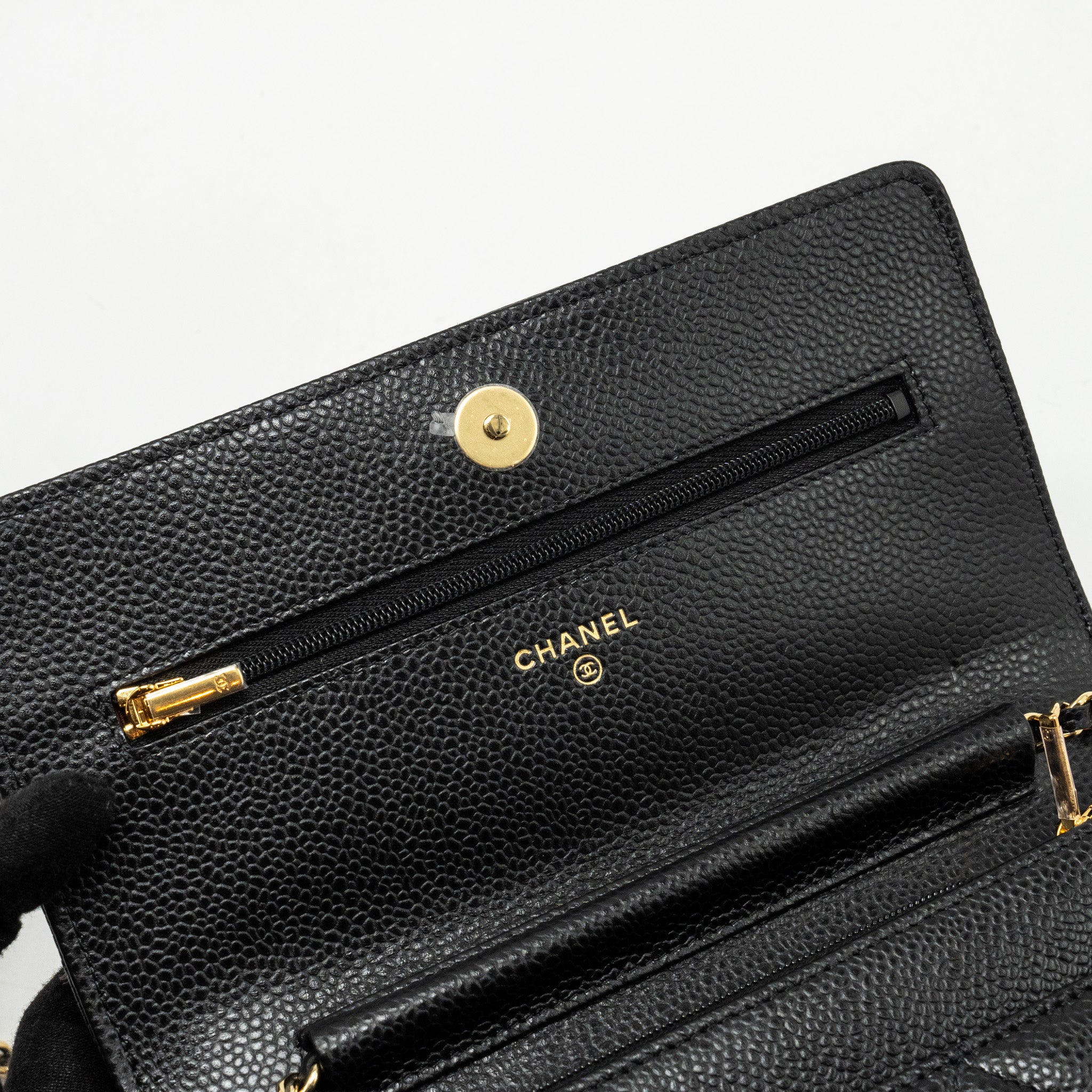 CHANEL CLASSIC WALLET ON CHAIN CAVIAR BLACK GHW (MICROCHIP)