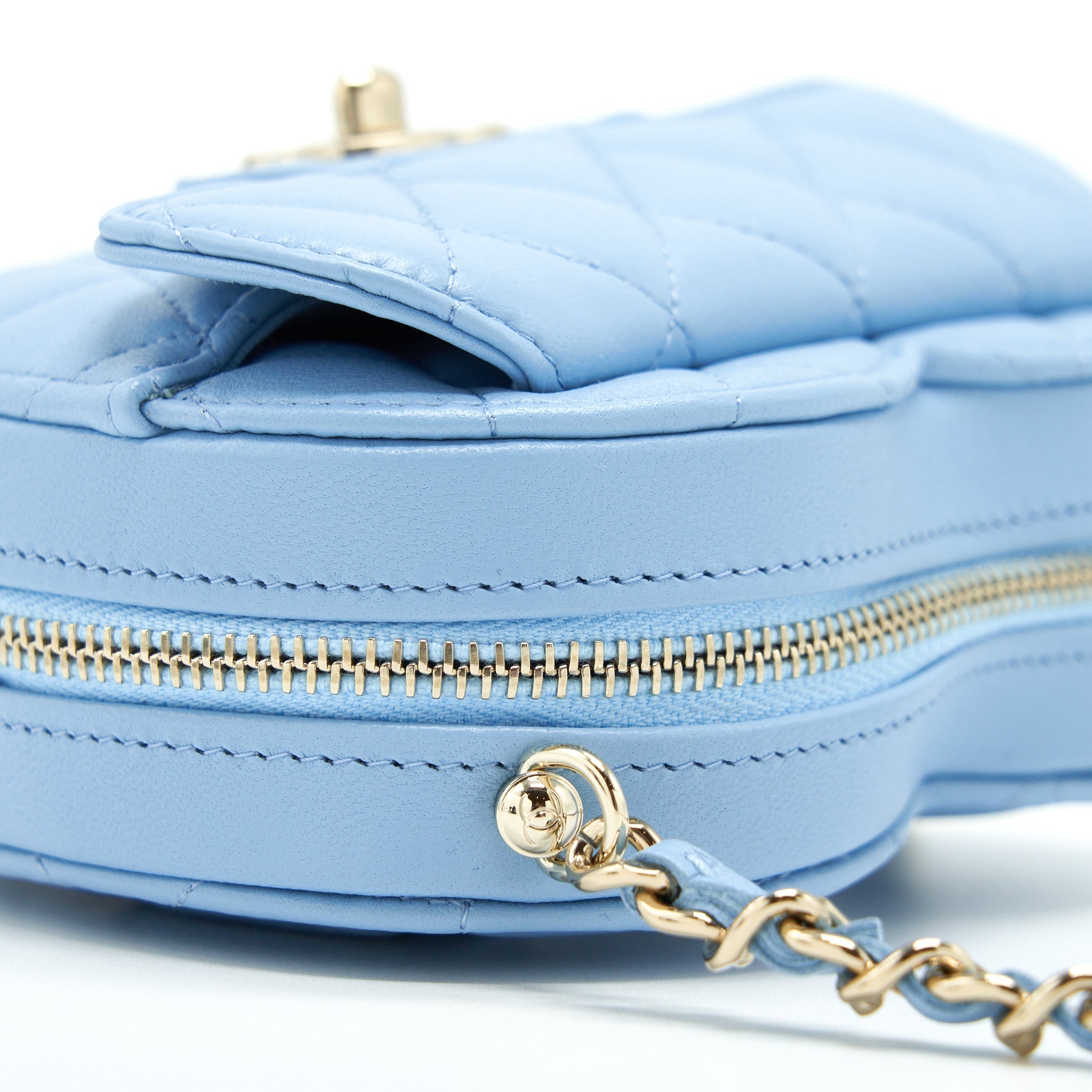 CHANEL 22S SMALL HEART BAG LAMBSKIN LIGHT BLUE LGHW