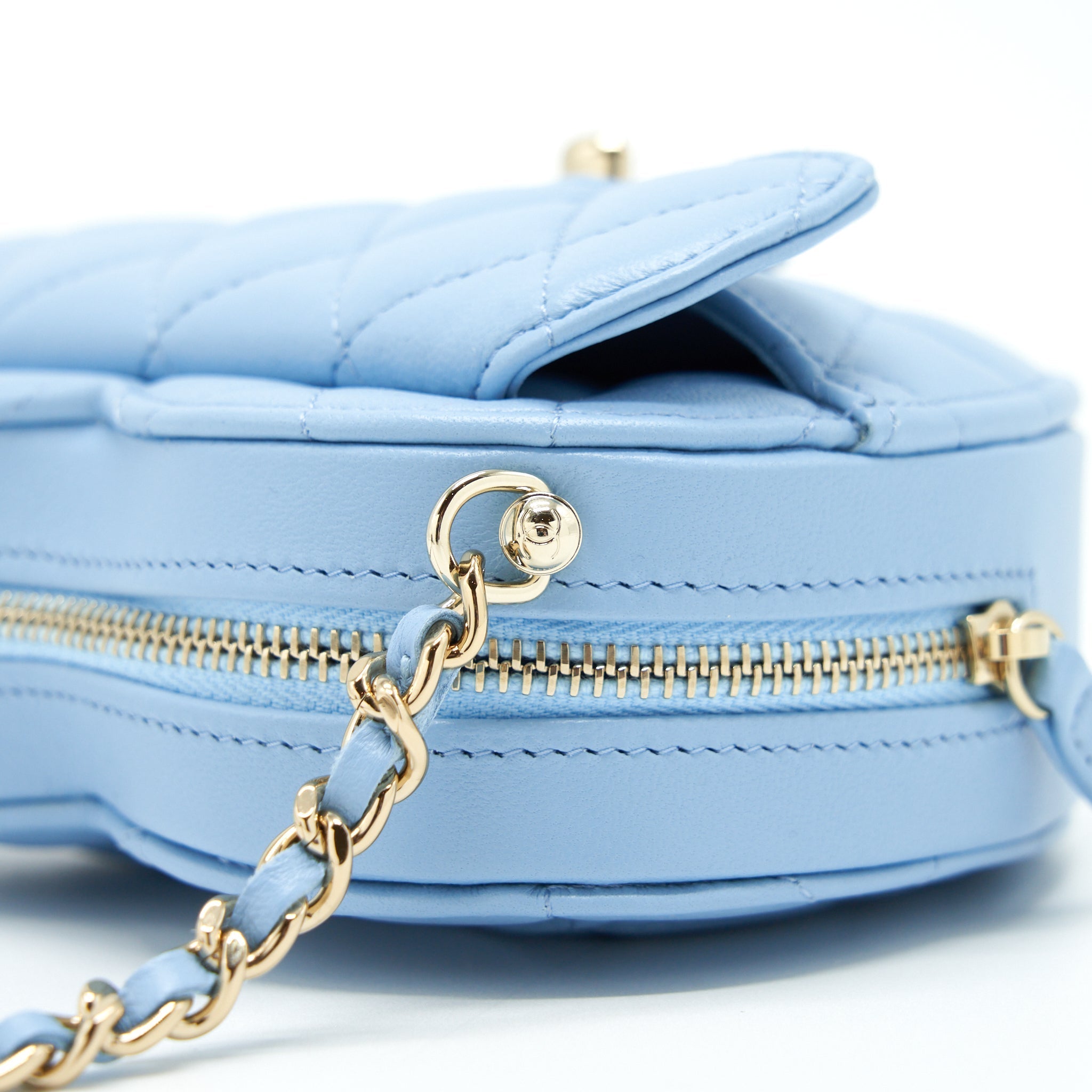 CHANEL 22S SMALL HEART BAG LAMBSKIN LIGHT BLUE LGHW