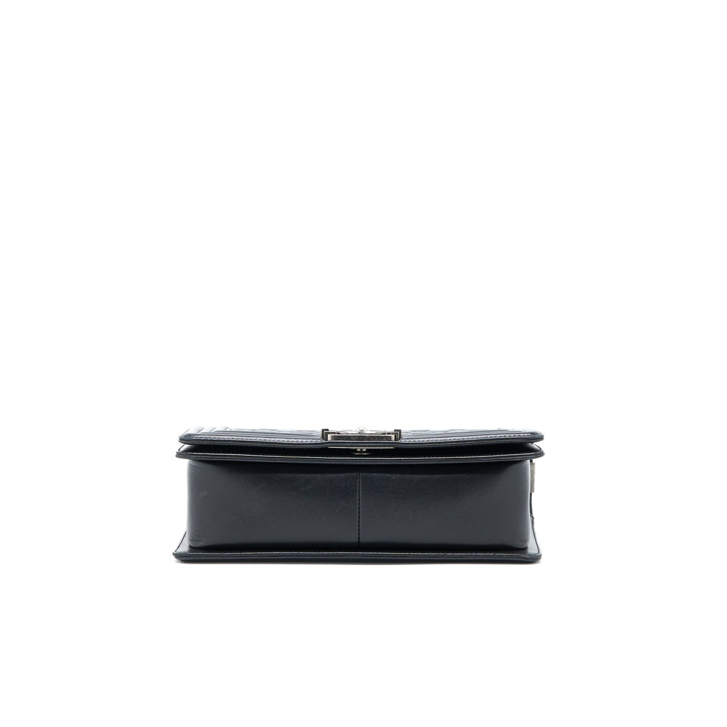CHANEL MEDIUM BOY BAG LAMBSKIN BLACK RUTHENIUM SHW