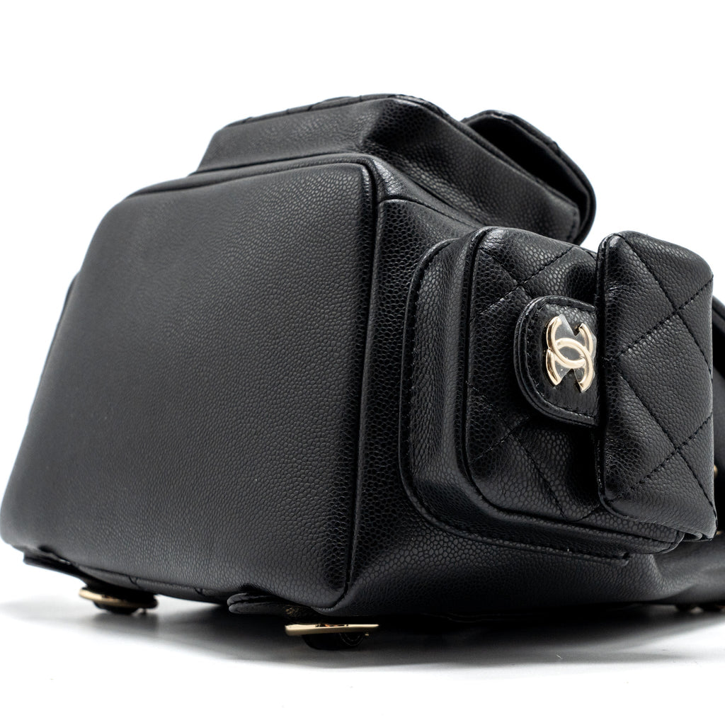 CHANEL 23K TRIPLE POCKET BACKPACK CAVIAR BLACK LGHW (MICROCHIP)