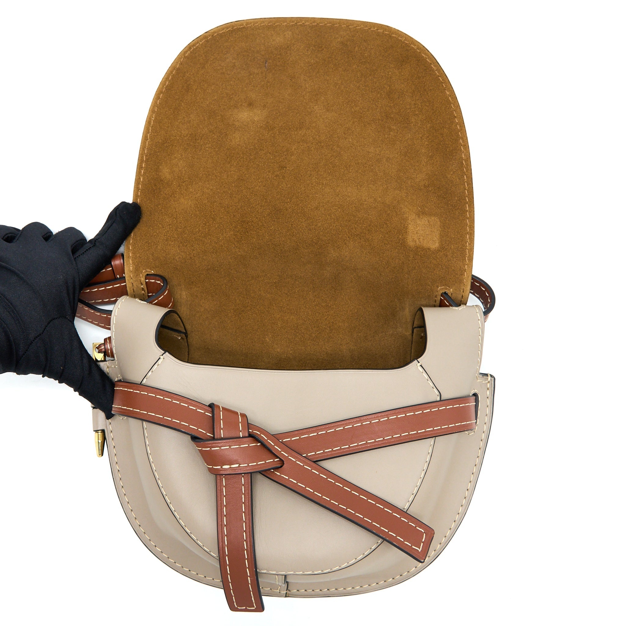 LOEWE GATE BAG SOFT CALFSKIN AMBER/LIGHT GREY/RUST GHW