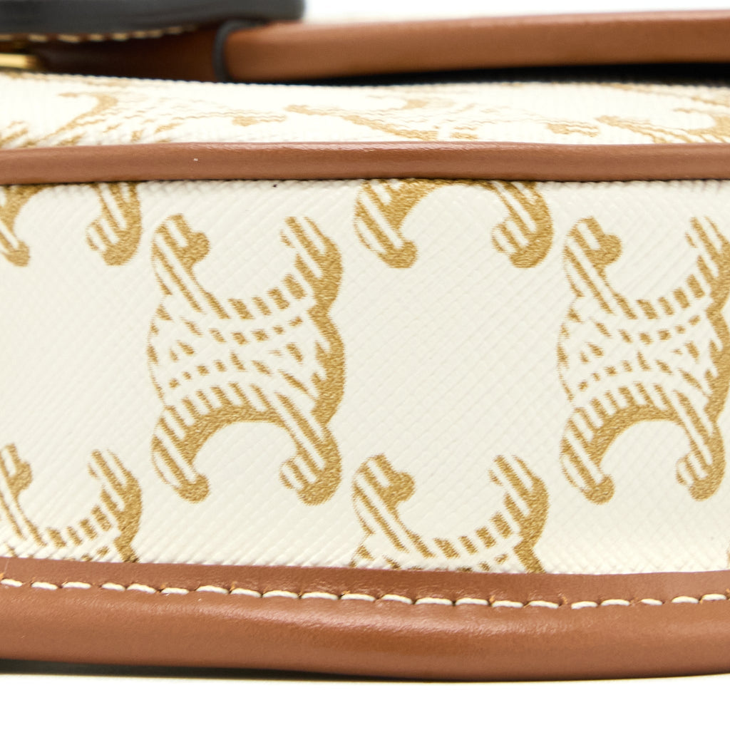 CELINE MINI BESACE TRIOMPHE CANVAS/CALFSKIN WHITE GHW