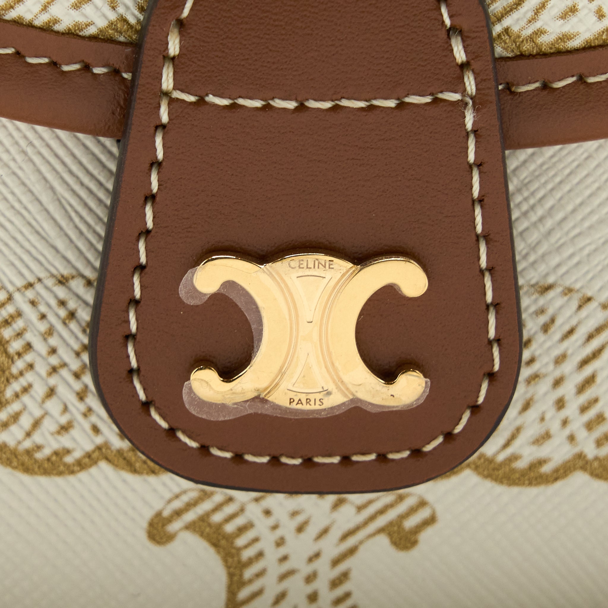 CELINE MINI BESACE TRIOMPHE CANVAS/CALFSKIN WHITE GHW