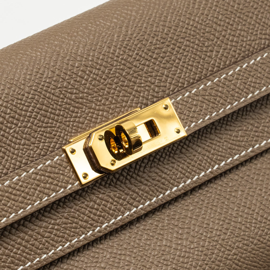 HERMES KELLY COMPACT WALLET EPSOM ETOUPE GHW