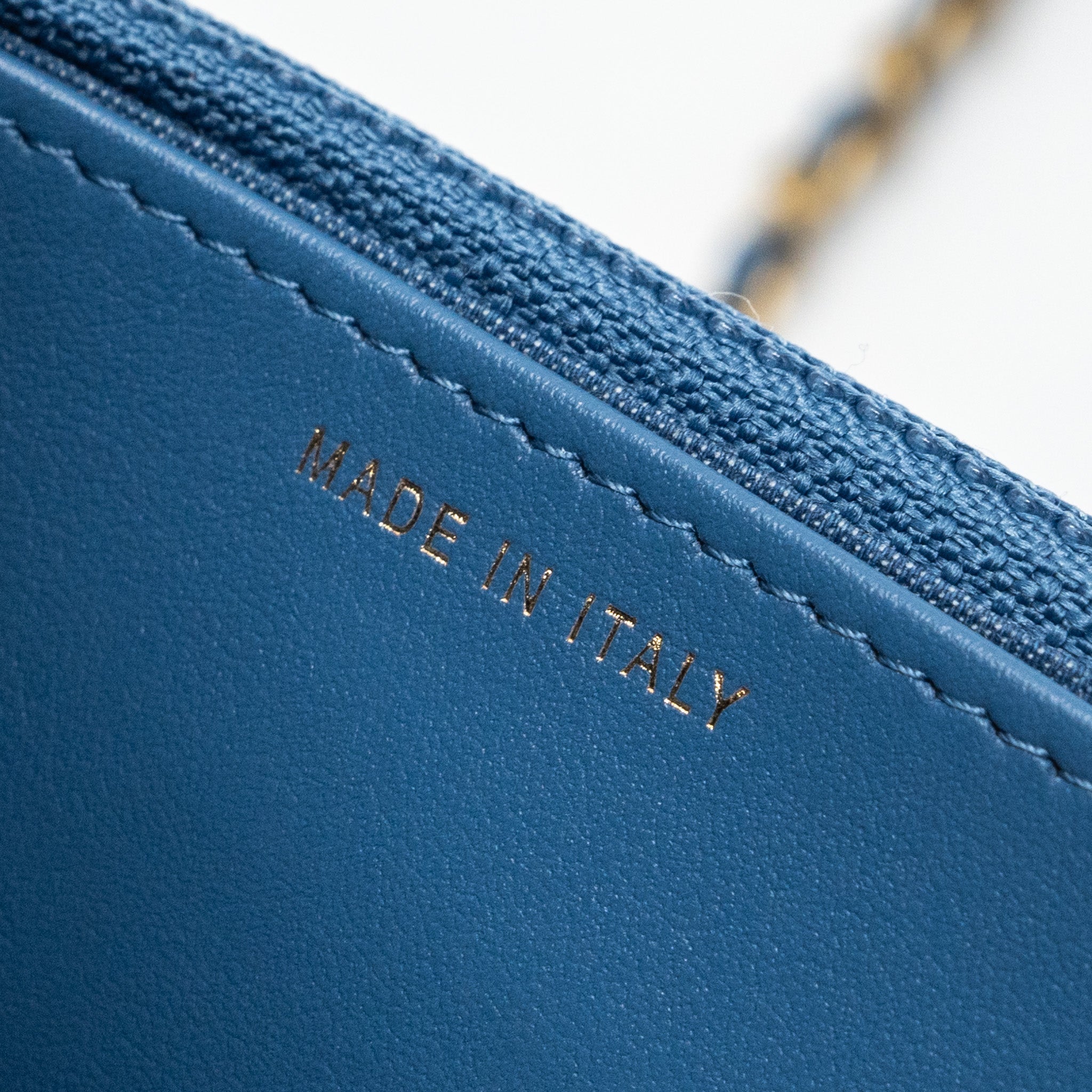 CHANEL 22C PEARL CRUSH WALLET ON CHAIN DENIM BLUE GHW (MICROCHIP)