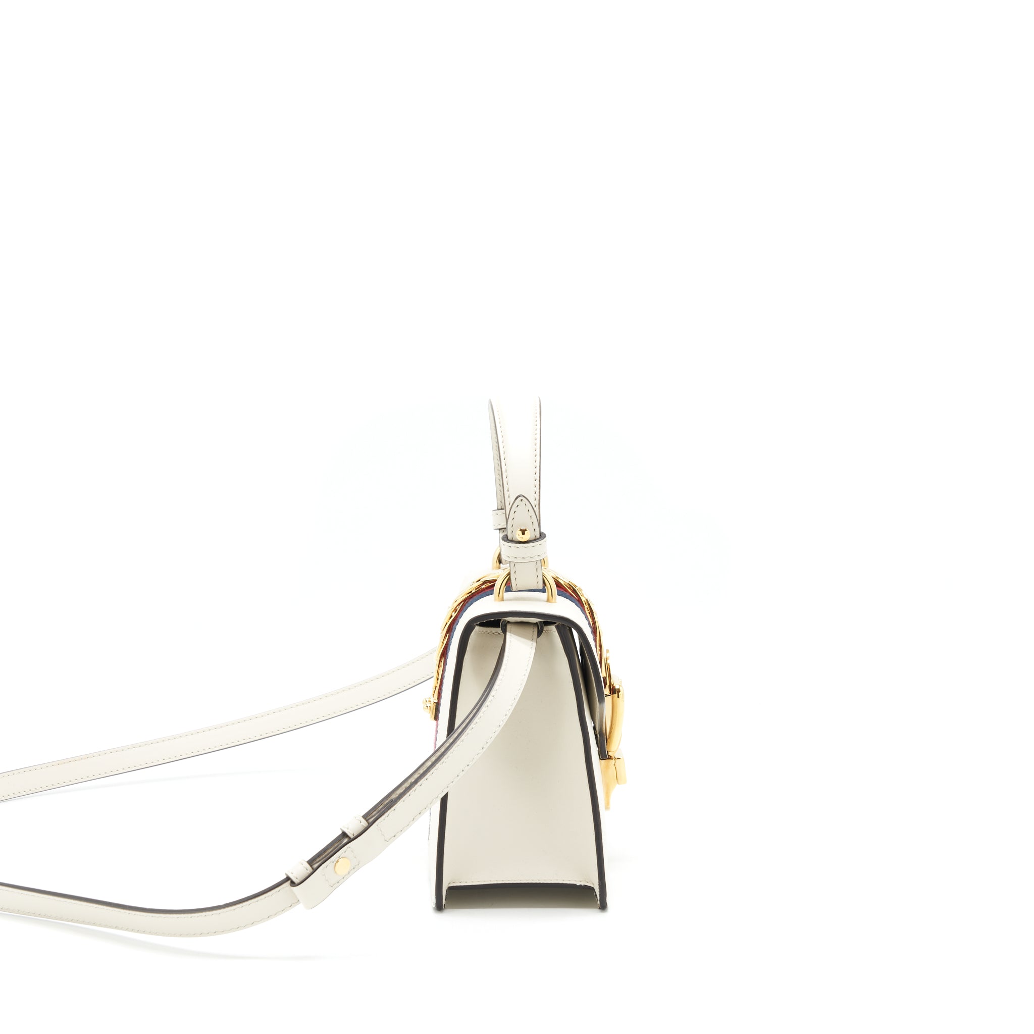 GUCCI MINI TOP HANDLE SYLVIE BAG WHITE GHW