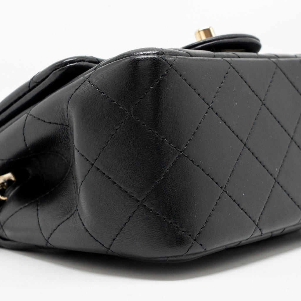 CHANEL MINI SQUARE FLAP BAG LAMBSKIN BLACK LGHW