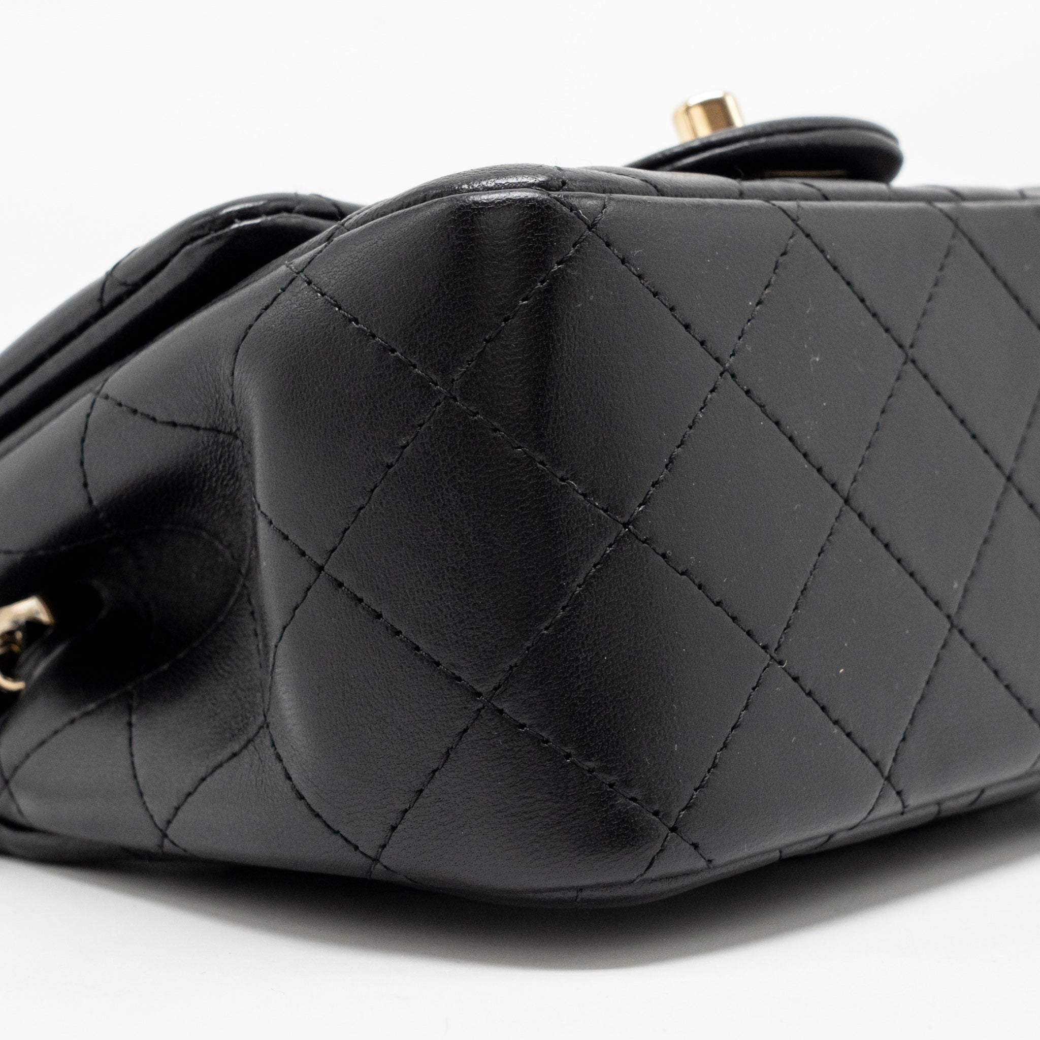 CHANEL MINI SQUARE FLAP BAG LAMBSKIN BLACK LGHW