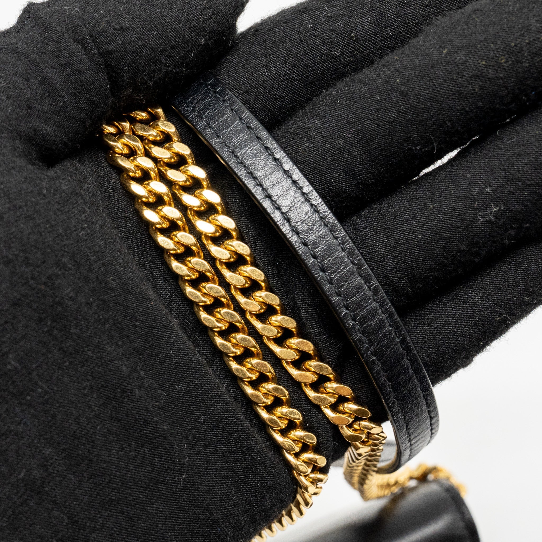 SAINT LAURENT/YSL SMALL TASSEL KATE BAG CALFSKIN BLACK GHW