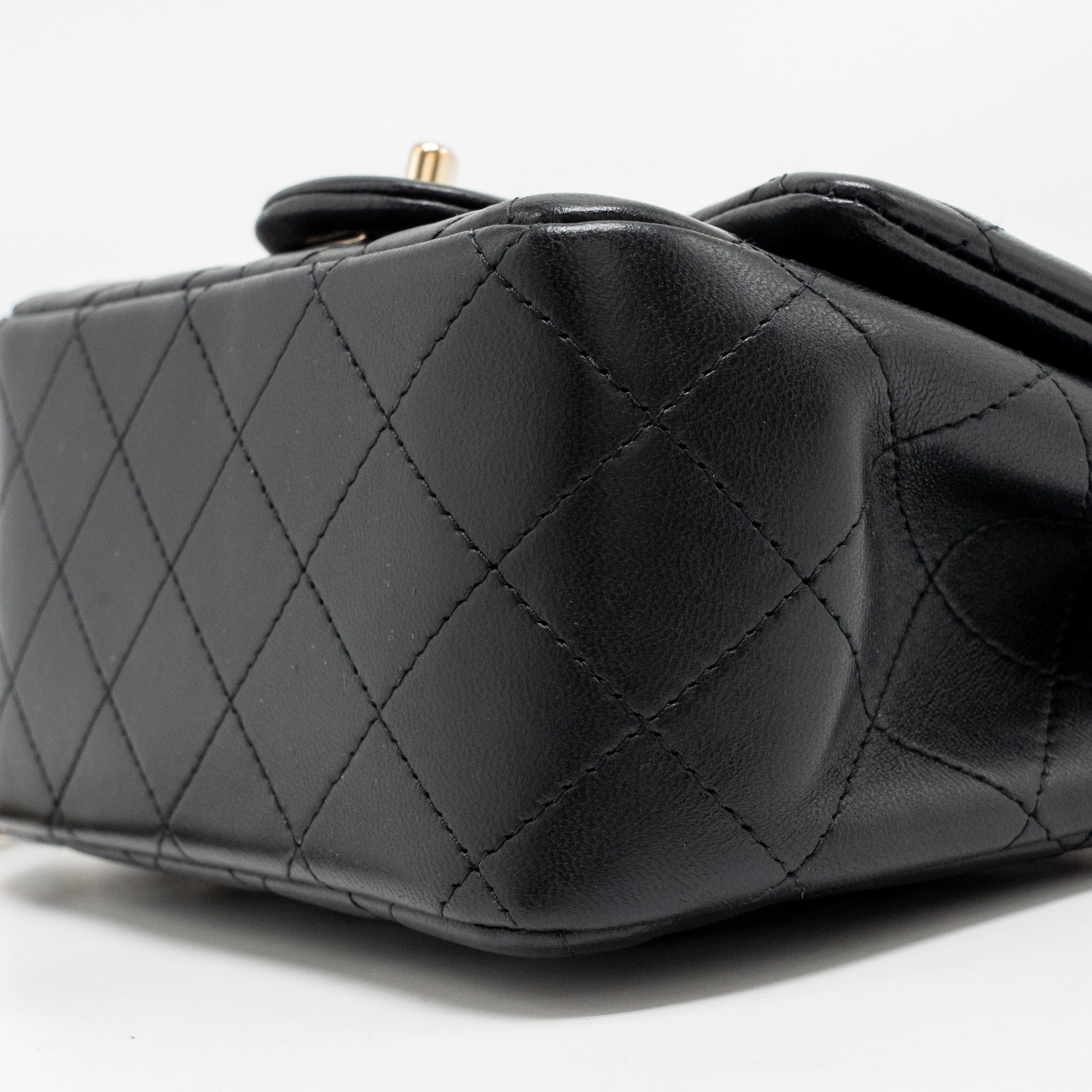 CHANEL MINI SQUARE FLAP BAG LAMBSKIN BLACK LGHW
