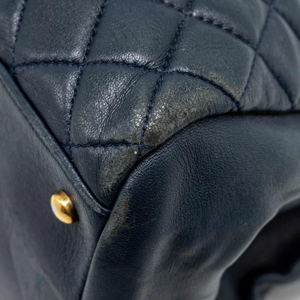 CHANEL JUST MADEMOISELLE BOWLING BAG LAMBSKIN DARK BLUE GHW
