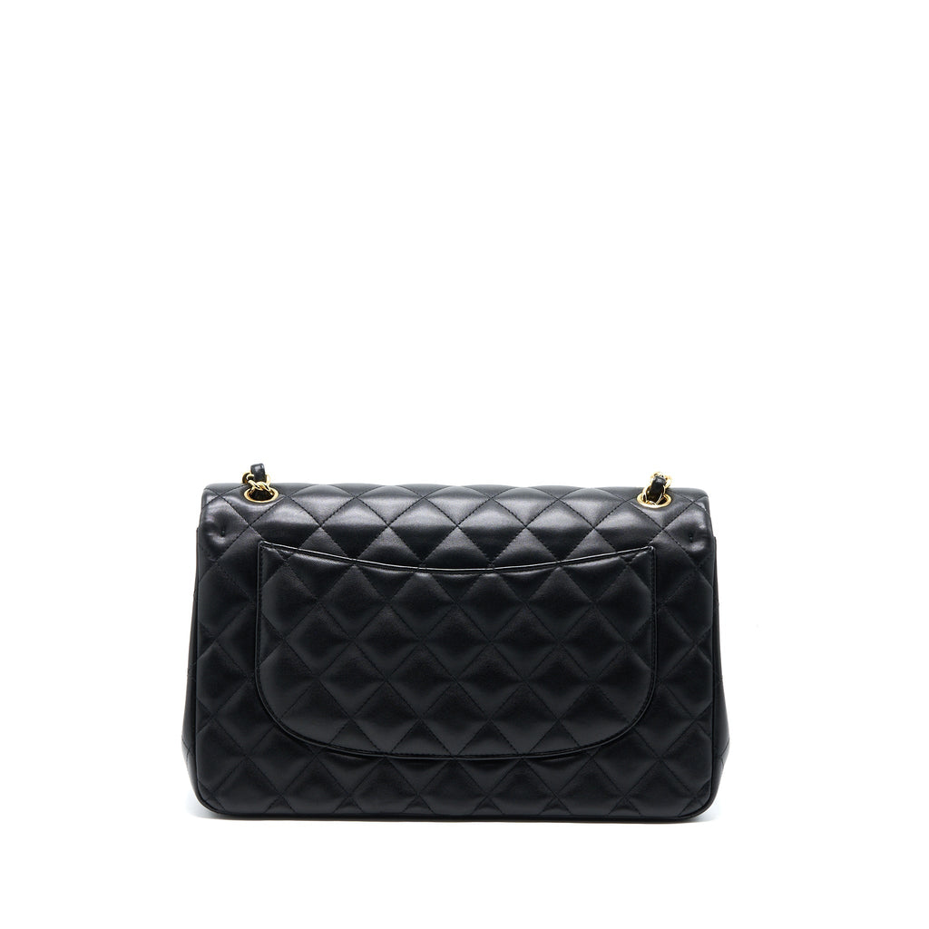 CHANEL JUMBO CLASSIC DOUBLE FLAP BAG LAMBSKIN BLACK GHW