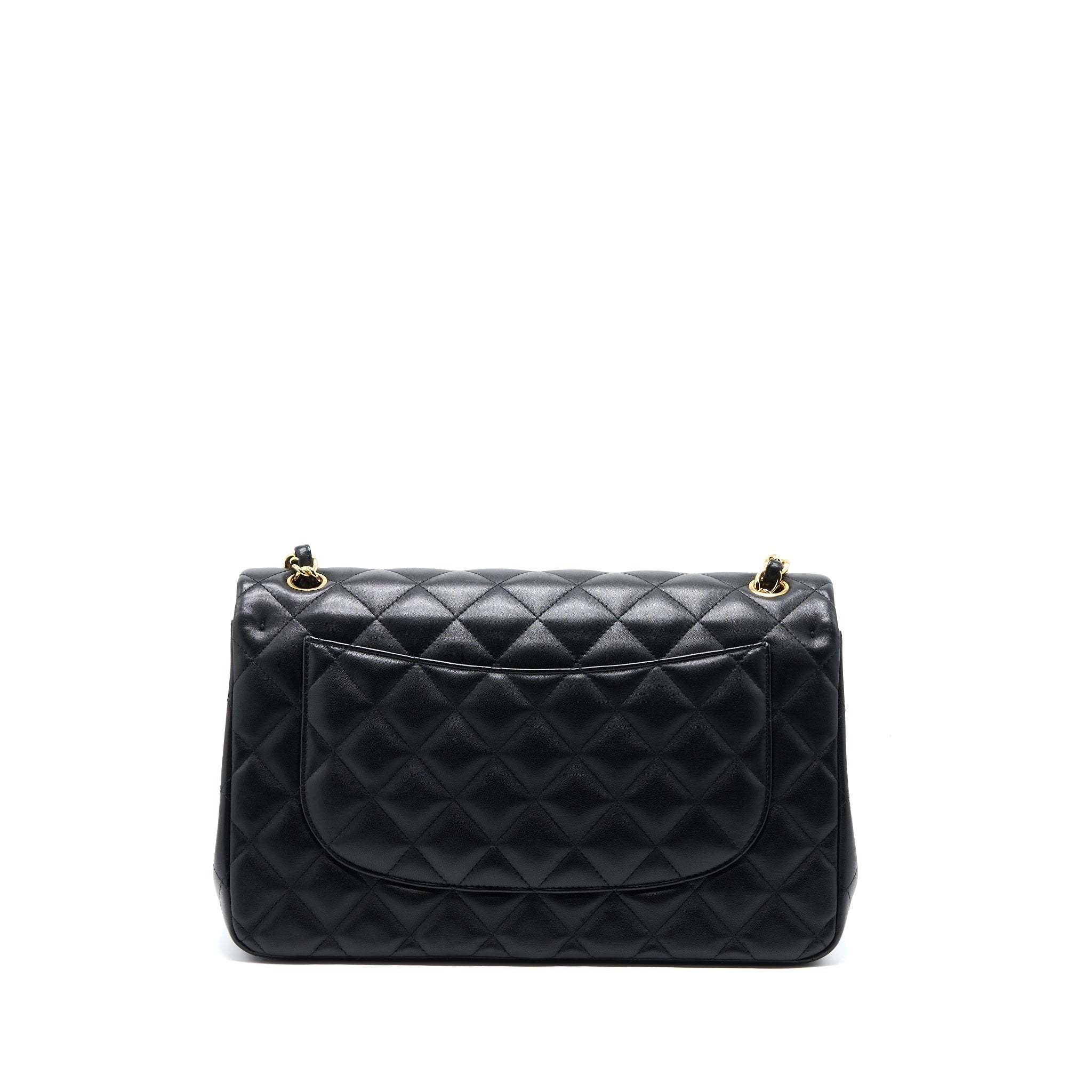 CHANEL JUMBO CLASSIC DOUBLE FLAP BAG LAMBSKIN BLACK GHW