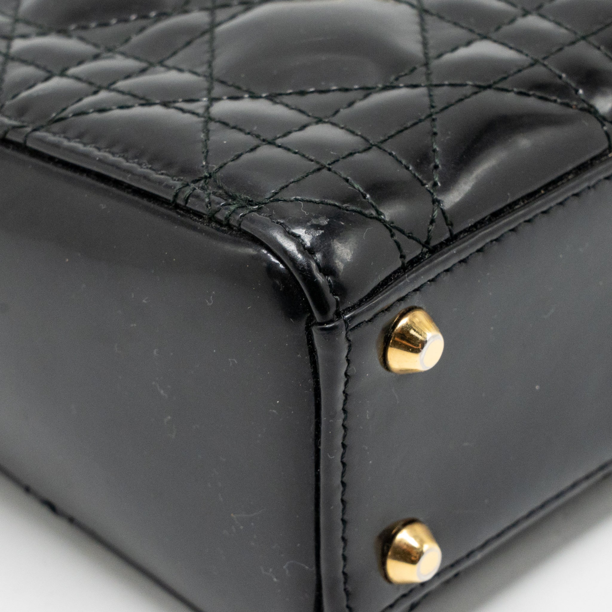 DIOR MINI LADY DIOR PATENT BLACK GHW