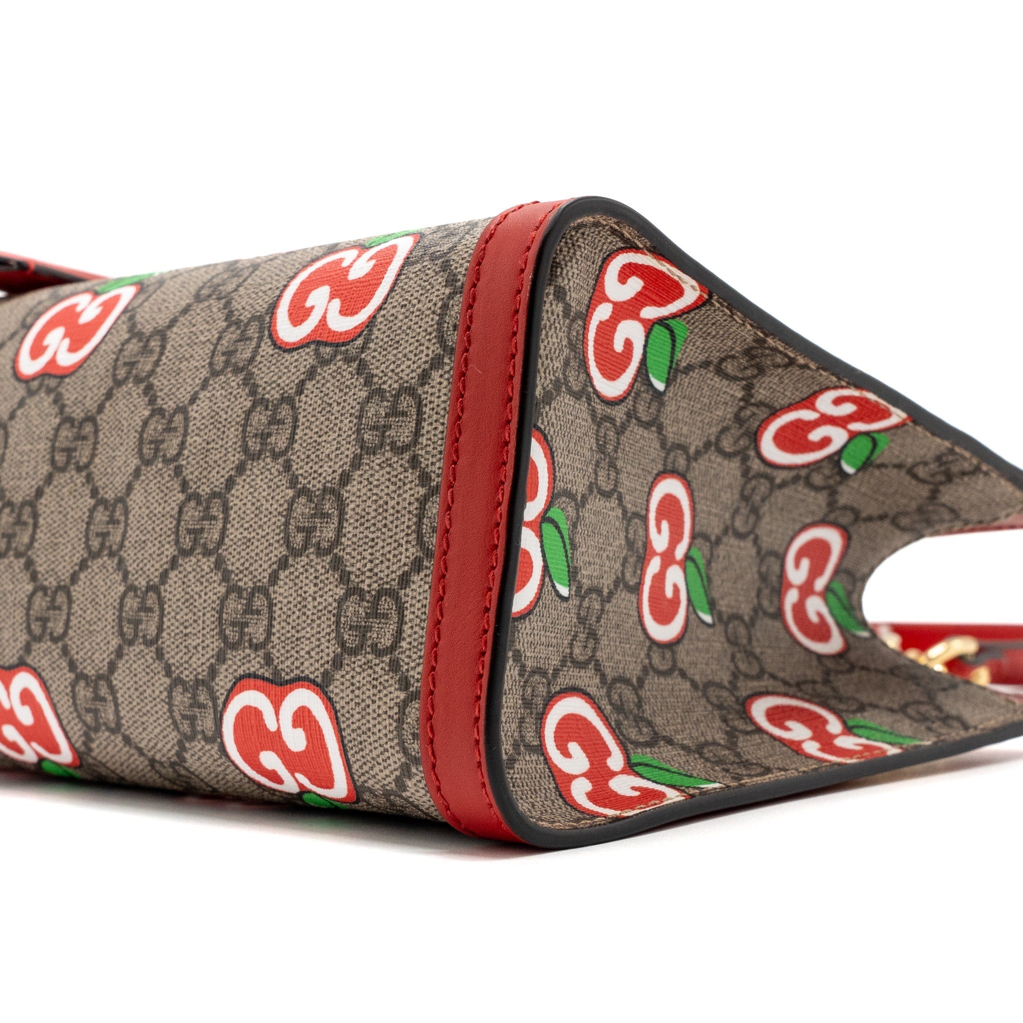 GUCCI SMALL PADLOCK SHOULDER BAG GG SUPREME CANVAS RED GHW