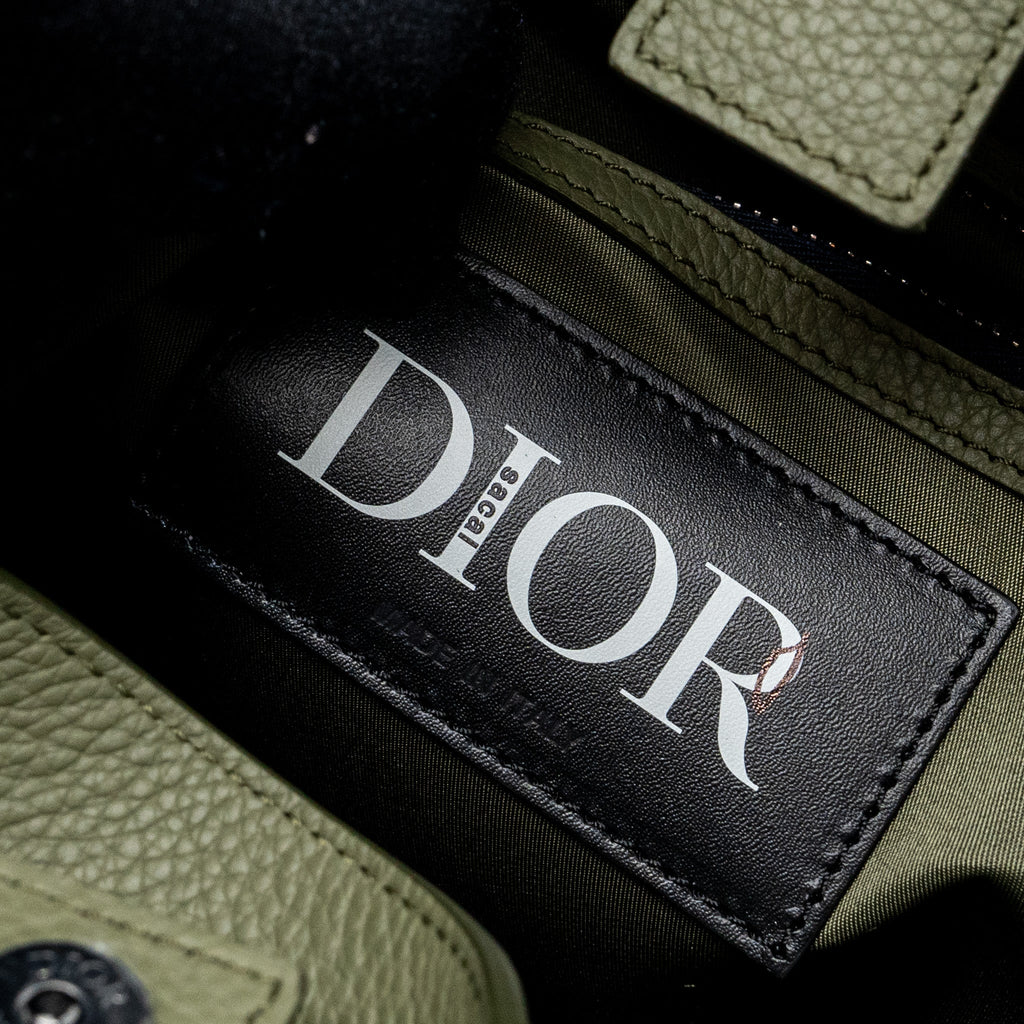 DIOR SOUTH TOTE BAG NYLON/ LEATHER GREEN MULTICOLOUR HARDWARE