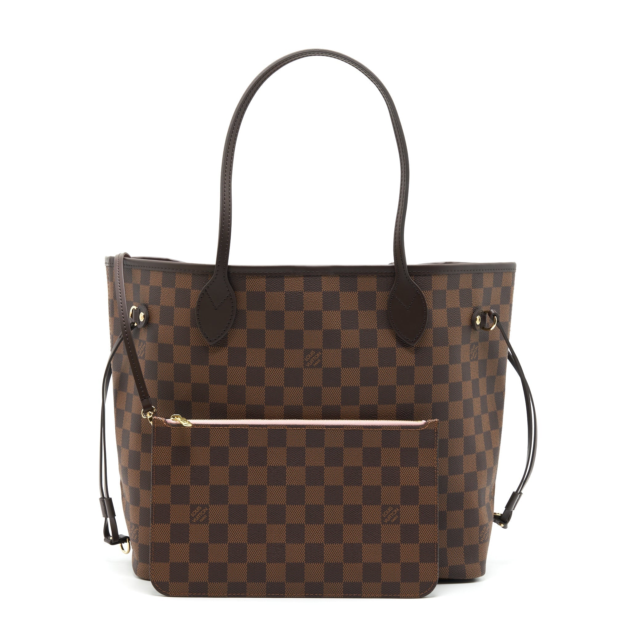 LOUIS VUITTON NEVERFULL MM DAMIER EBENE CANVAS / ROSE BALLERINE