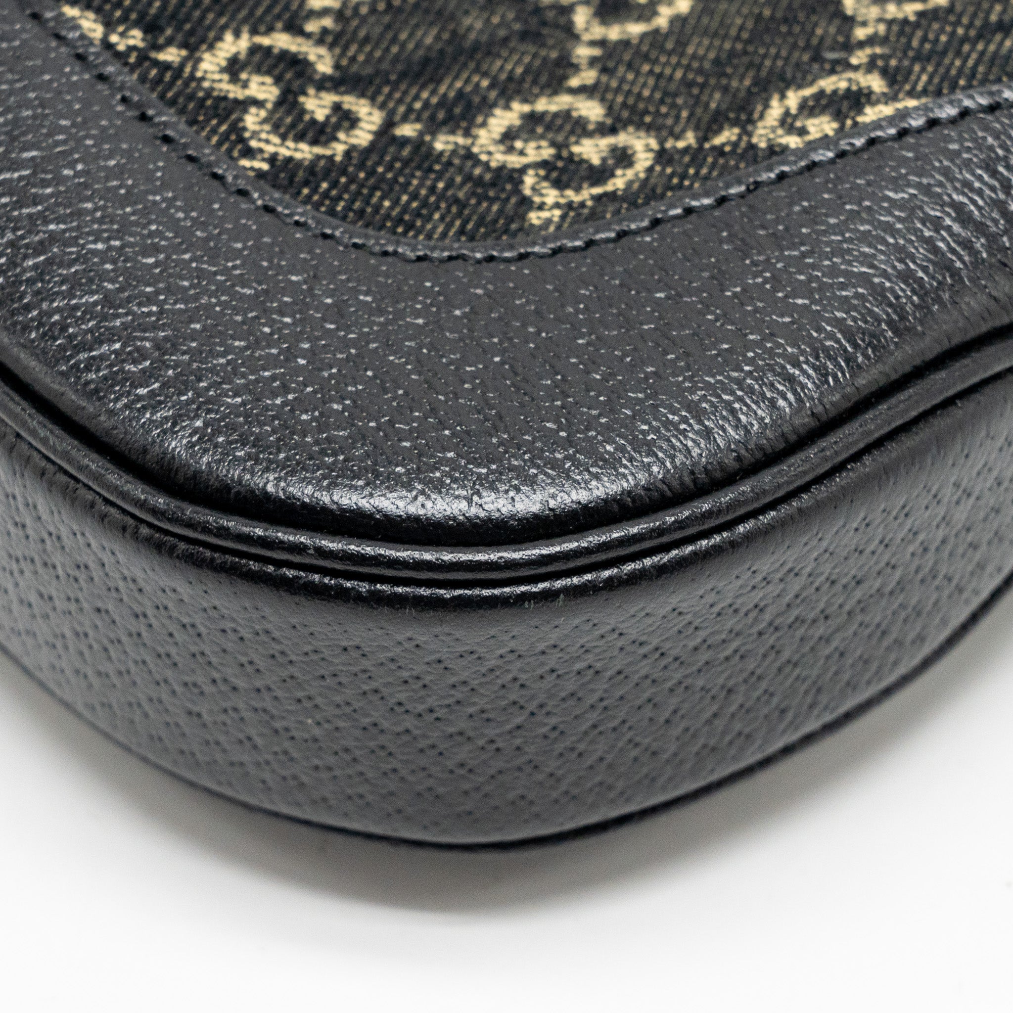 GUCCI JACKIE 1961 SMALL SHOULDER BAG DENIM/LEATHER BLACK GHW