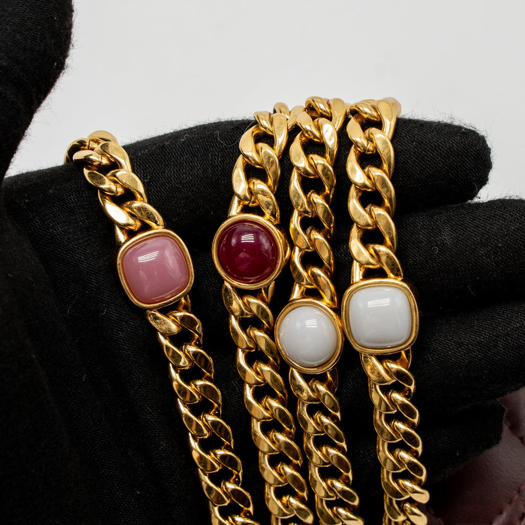 CHANEL LONG VANITY WITH GEM CHAIN LAMBSKIN BURGUNDY GHW (MICROCHIP)