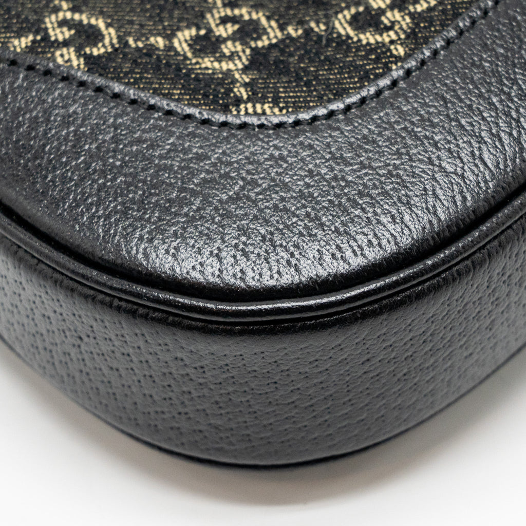 GUCCI JACKIE 1961 SMALL SHOULDER BAG DENIM/LEATHER BLACK GHW
