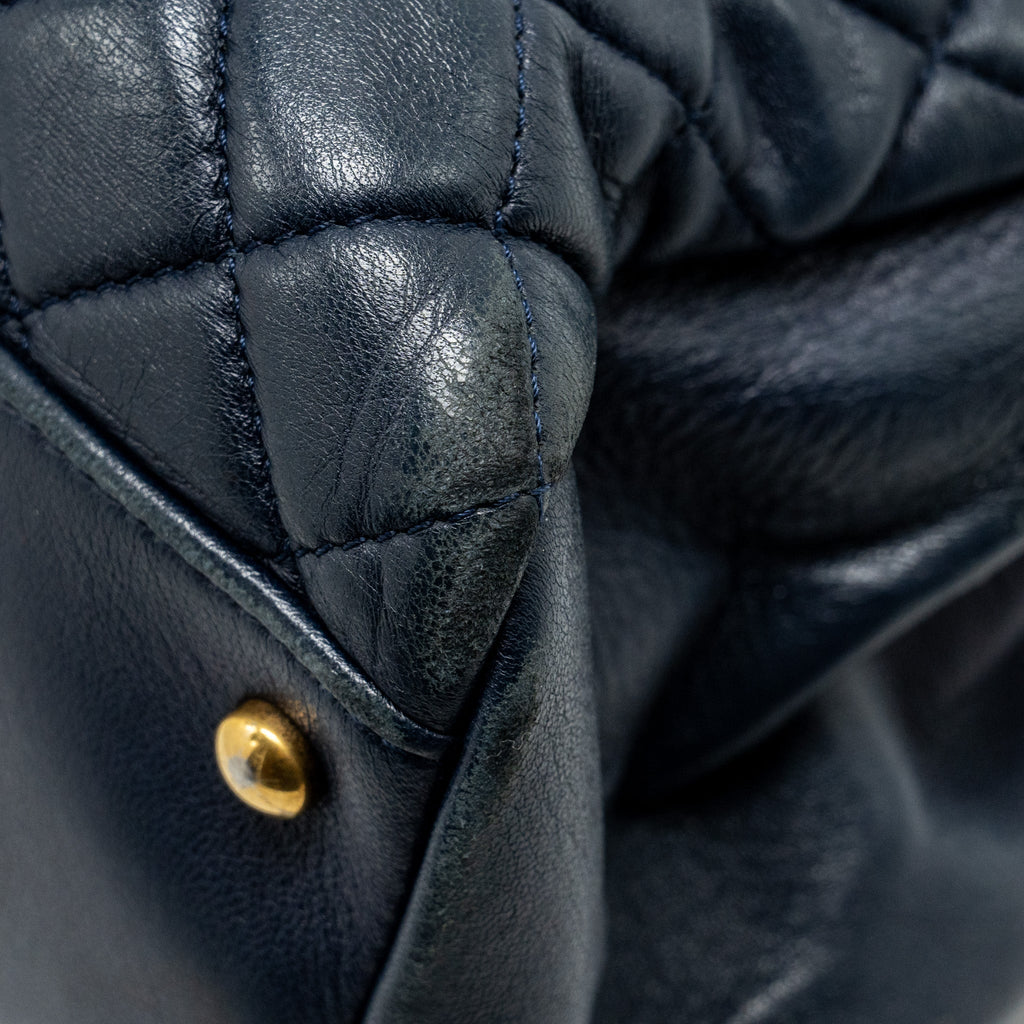 CHANEL JUST MADEMOISELLE BOWLING BAG LAMBSKIN DARK BLUE GHW