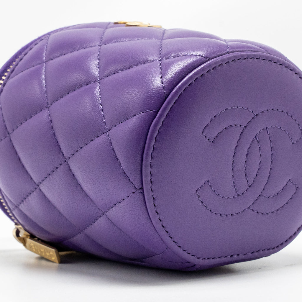 CHANEL 22A VANITY WITH CHAIN LAMBSKIN PURPLE GHW (MICROCHIP)