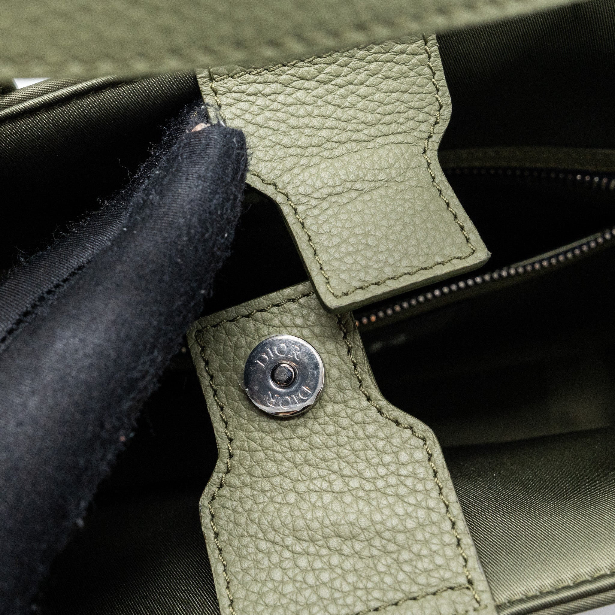 DIOR SOUTH TOTE BAG NYLON/ LEATHER GREEN MULTICOLOUR HARDWARE