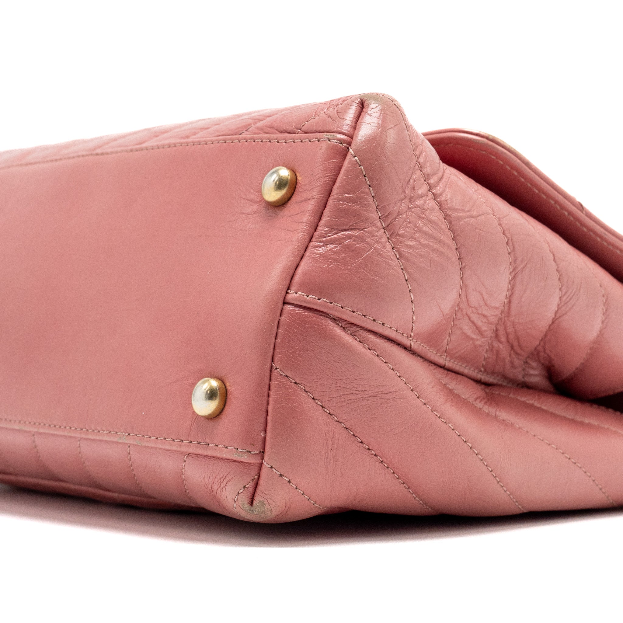 CHANEL MEDIUM COCO HANDLE CALFSKIN / LIZARD HANDLE PINK GHW
