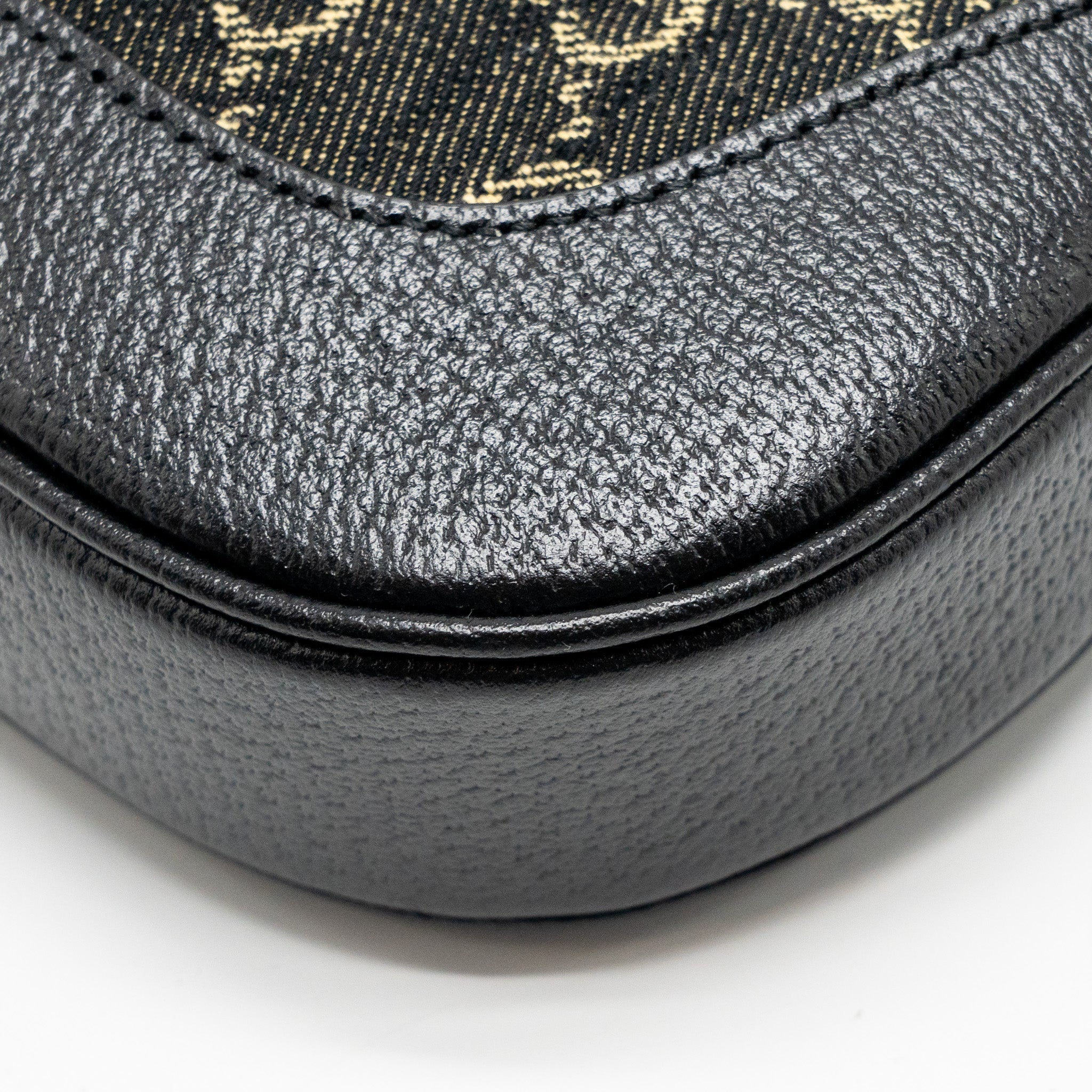 GUCCI JACKIE 1961 SMALL SHOULDER BAG DENIM/LEATHER BLACK GHW