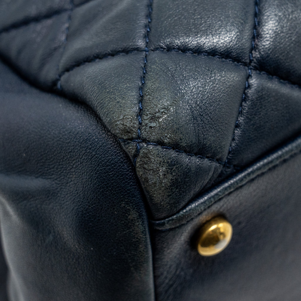 CHANEL JUST MADEMOISELLE BOWLING BAG LAMBSKIN DARK BLUE GHW