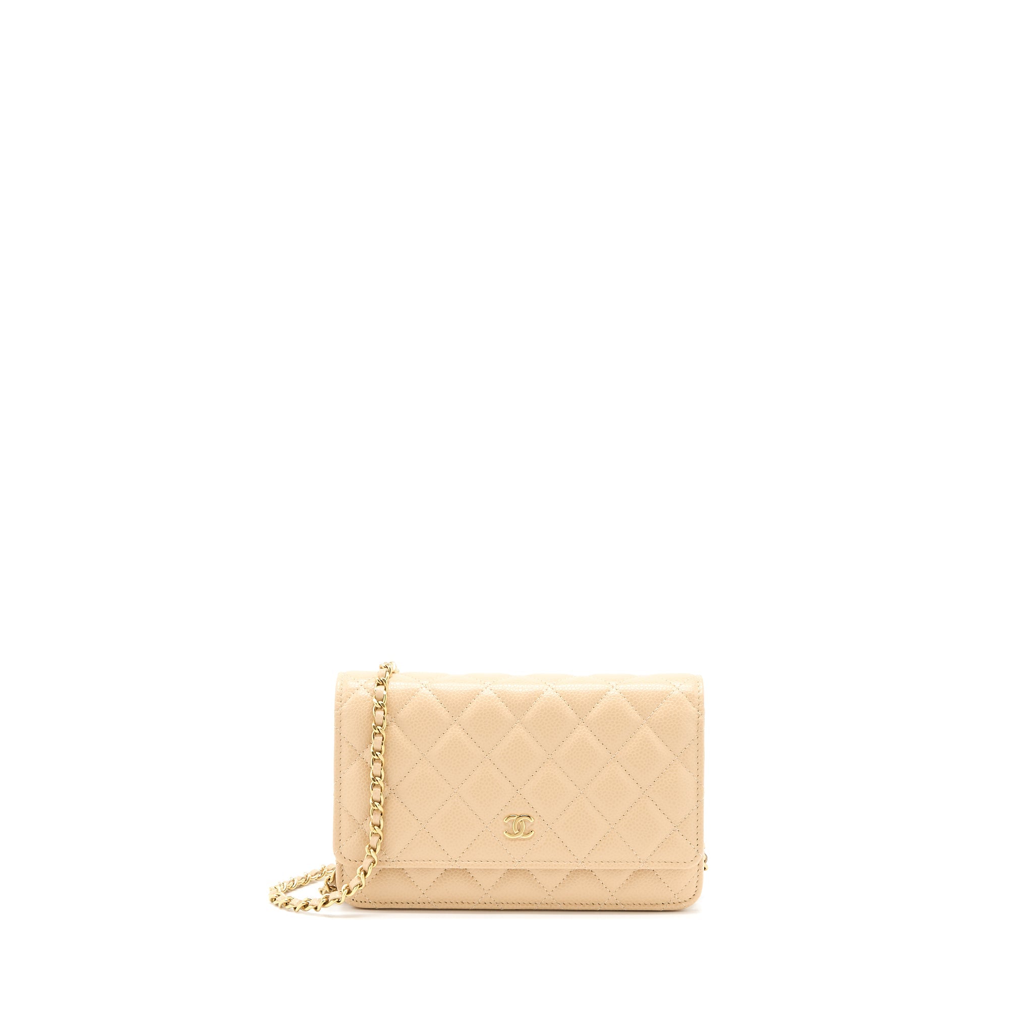 CHANEL CLASSIC WALLET ON CHAIN CAVIAR BEIGE GHW (MICROCHIP)