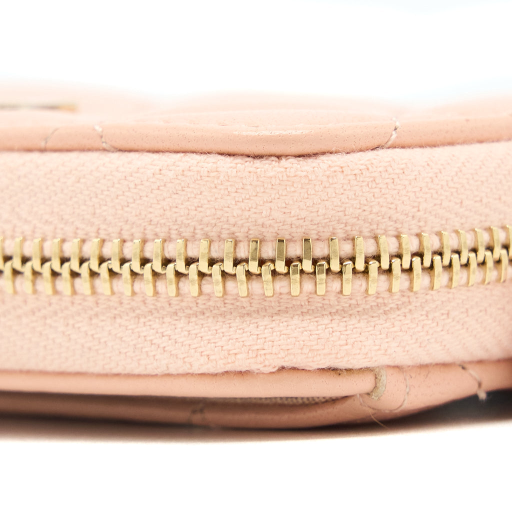 CHANEL ZIP CARD HOLDER LAMBSKIN LIGHT PINK LGHW