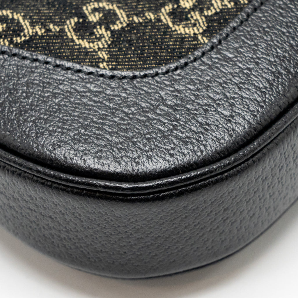 GUCCI JACKIE 1961 SMALL SHOULDER BAG DENIM/LEATHER BLACK GHW