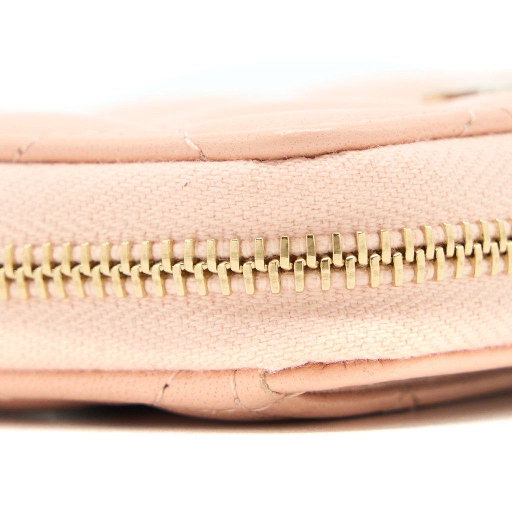 CHANEL ZIP CARD HOLDER LAMBSKIN LIGHT PINK LGHW
