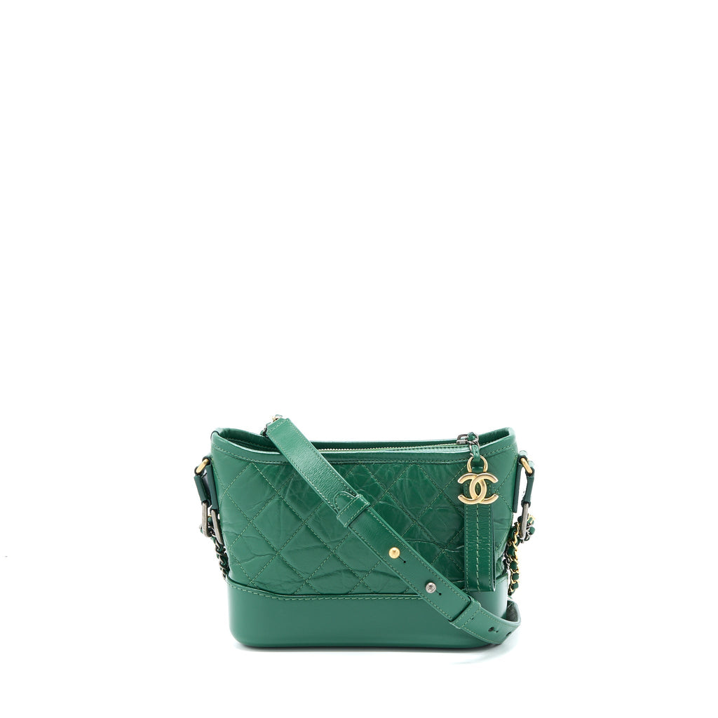 CHANEL SMALL GABRIELLE HOBO BAG GREEN MULTICOLOUR HARDWARE