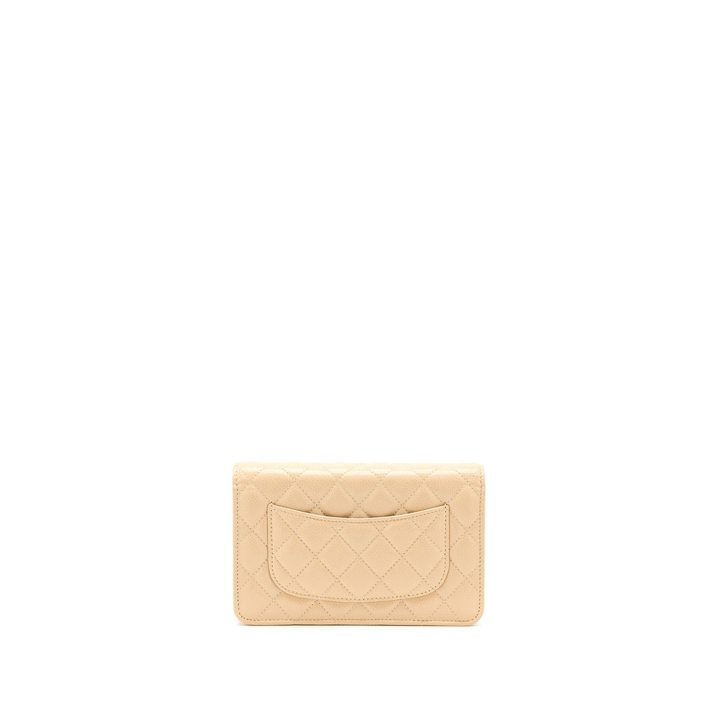 CHANEL CLASSIC WALLET ON CHAIN CAVIAR BEIGE GHW (MICROCHIP)