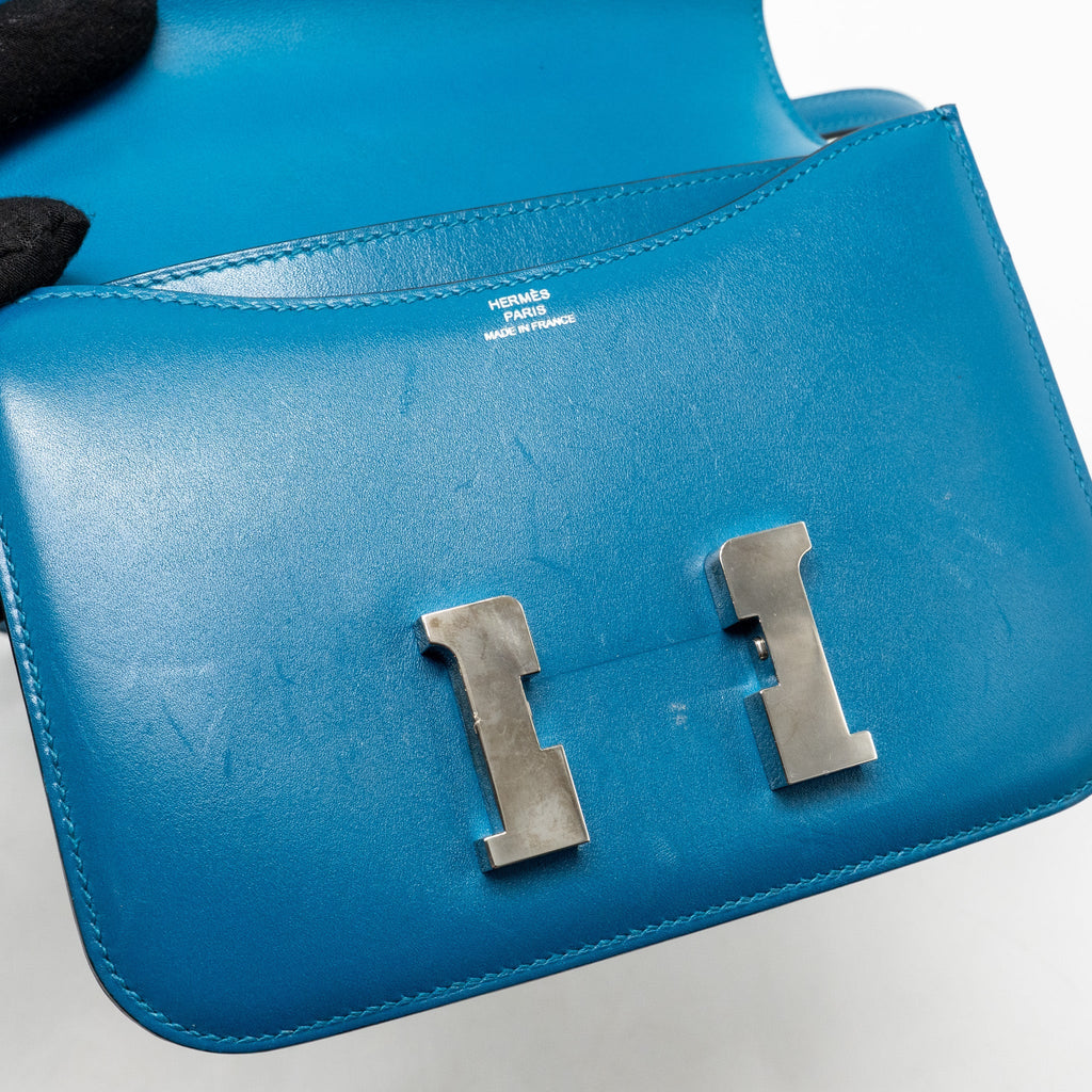 HERMES MINI CONSTANCE TADELAKT LEATHER BLUE IZMIR SHW