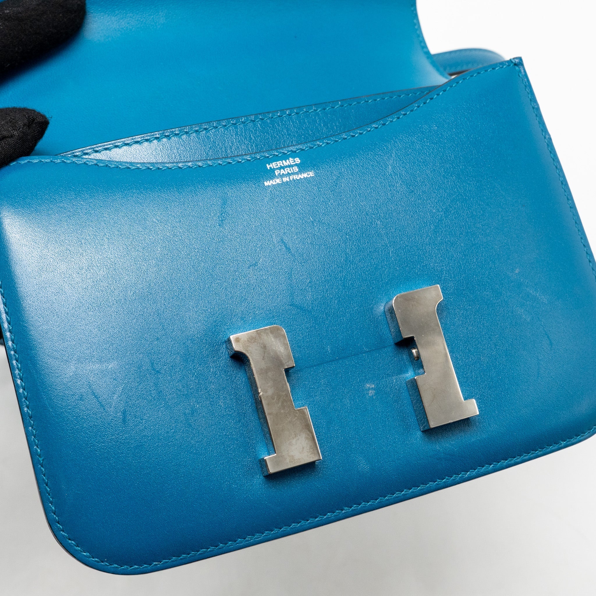 HERMES MINI CONSTANCE TADELAKT LEATHER BLUE IZMIR SHW