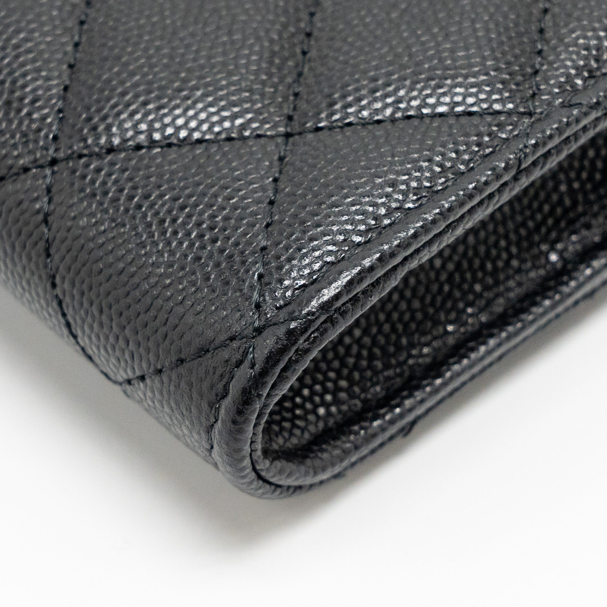 CHANEL CLASSIC PHONE CLUTCH WITH POUCH ON CHAIN CAVIAR BLACK LGHW