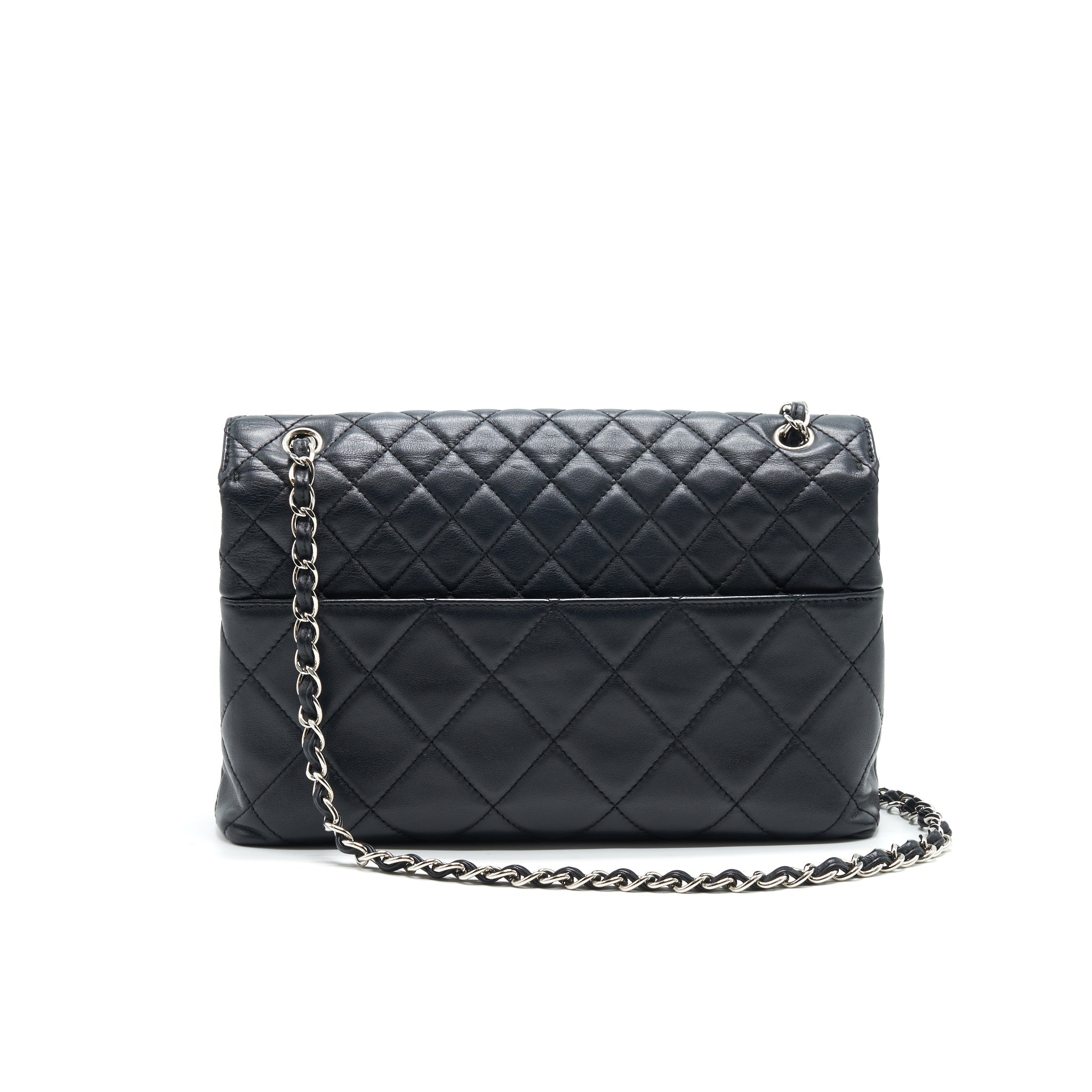 CHANEL FLAP BAG WITH CHAIN LARGE BLACK SHW