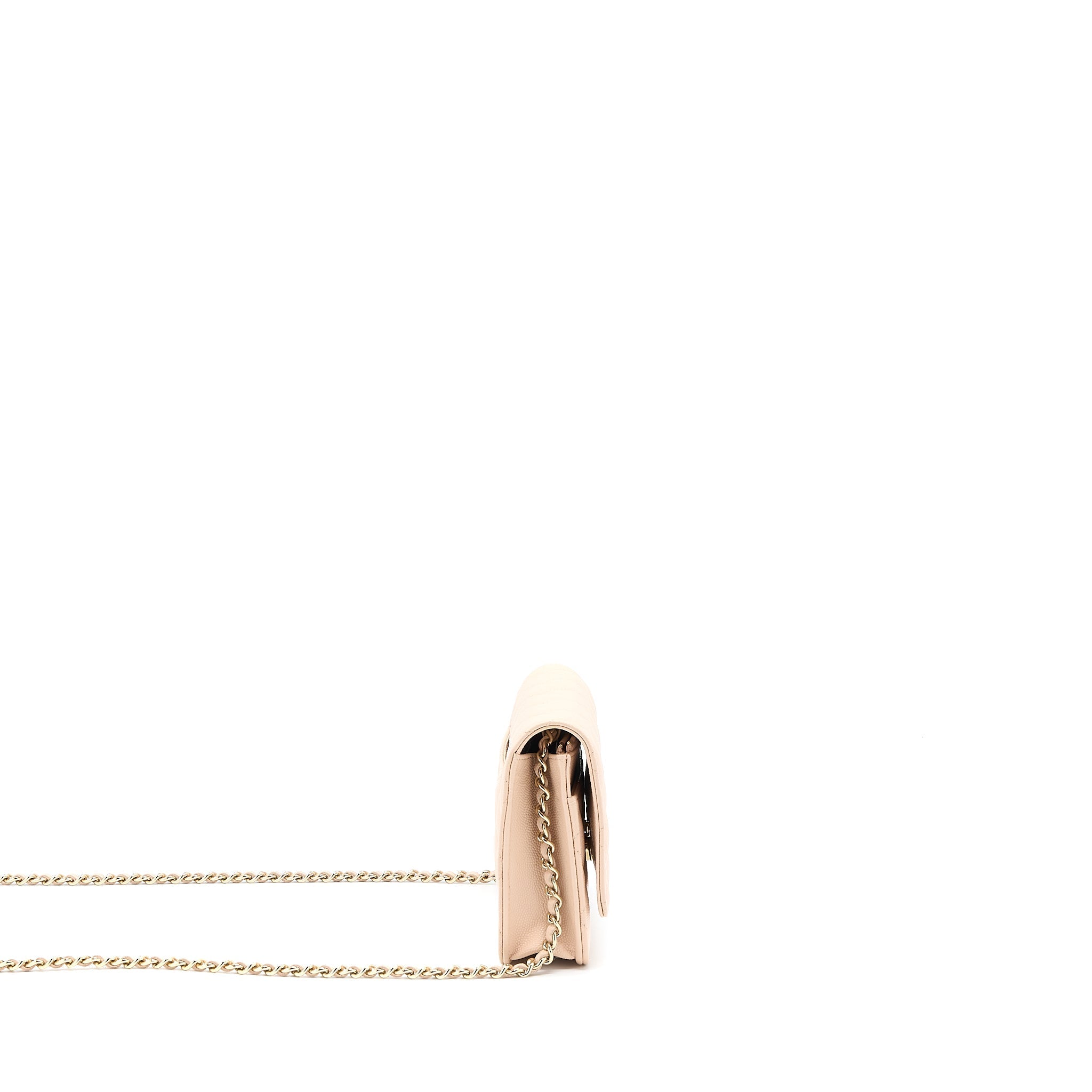 CHANEL CLASSIC WALLET ON CHAIN CAVIAR LIGHT PINK LGHW (MICROCHIP)