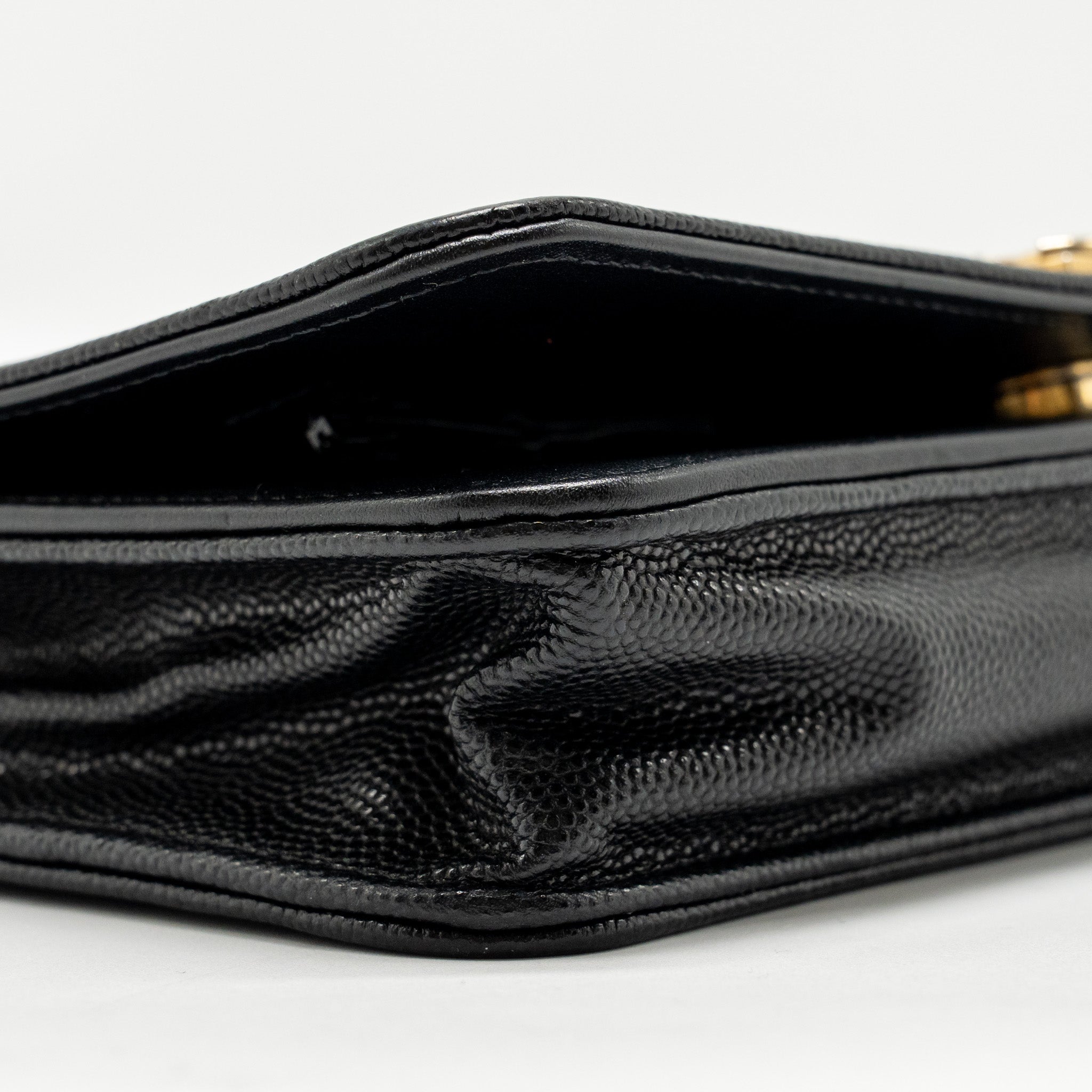 CHANEL BOY WALLET ON CHAIN CAVIAR BLACK GHW
