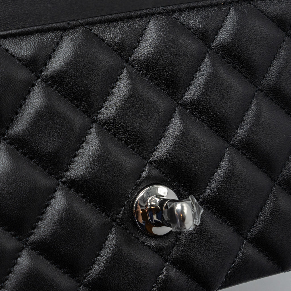 CHANEL MINI RECTANGULAR FLAP BAG LAMBSKIN BLACK SHW  (MICROCHIP)