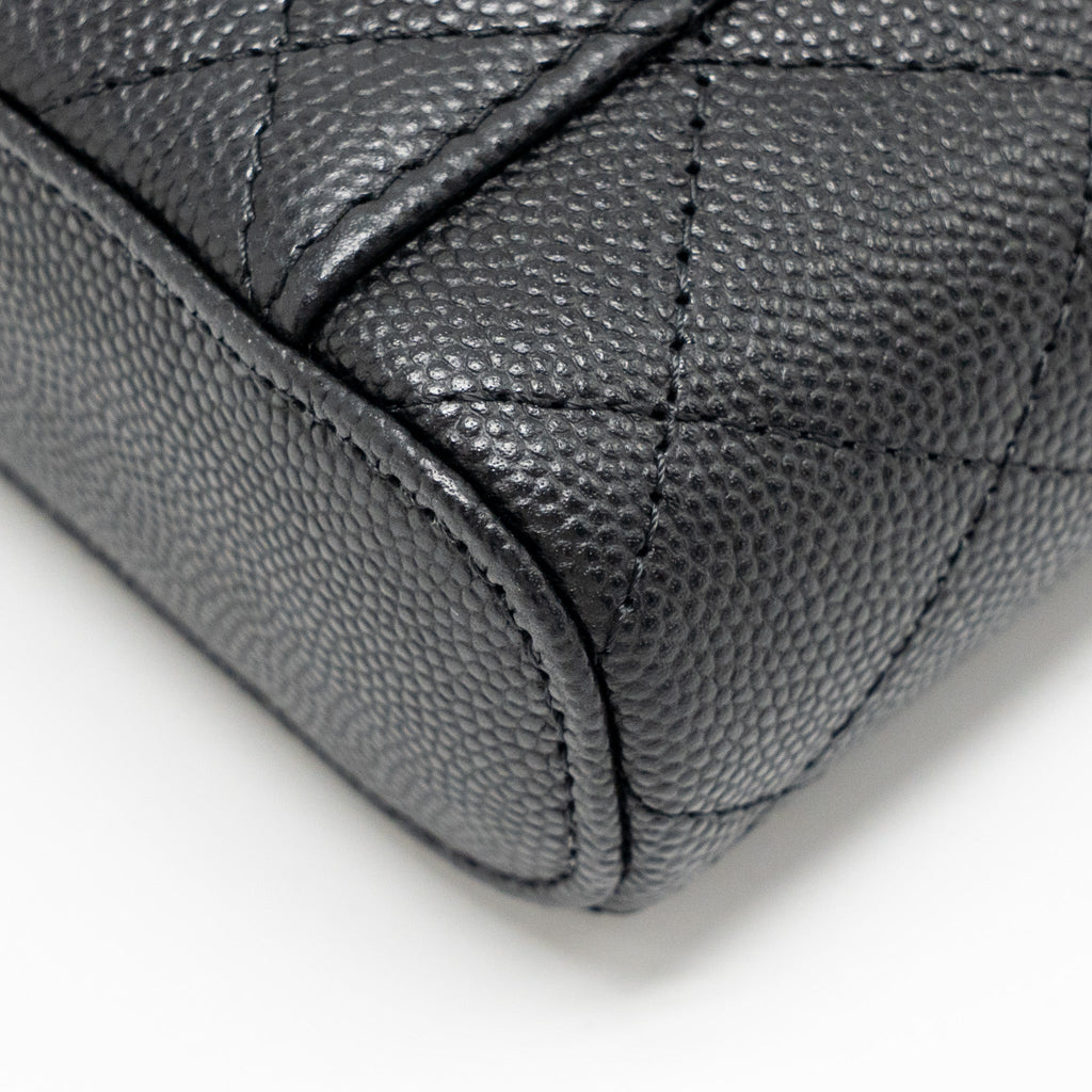 CHANEL MINI VANITY CASE WITH CHAIN CAVIAR BLACK LGHW(MICROCHIP)